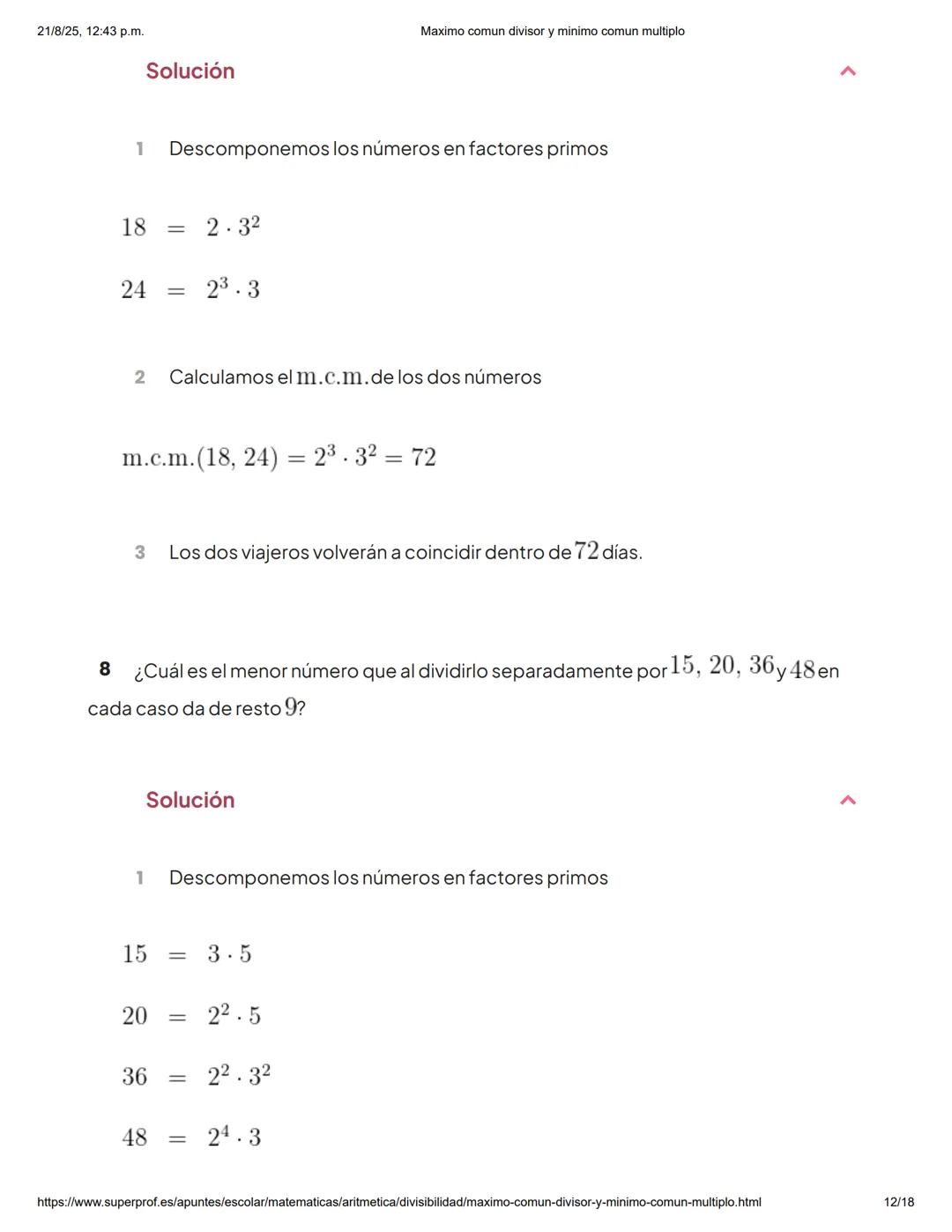 21/8/25, 12:43 p.m.
Maximo comun divisor y minimo comun multiplo
Aprende Matemáticas con los mejores
¡1ra clase gratis! >
Capítulos
Máx