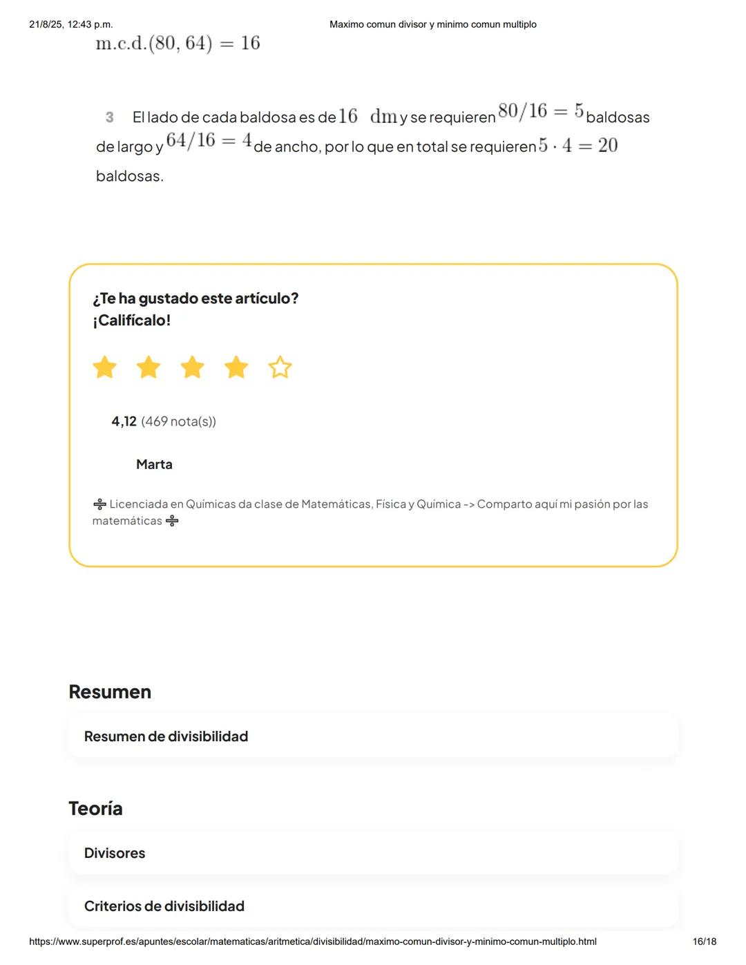 21/8/25, 12:43 p.m.
Maximo comun divisor y minimo comun multiplo
Aprende Matemáticas con los mejores
¡1ra clase gratis! >
Capítulos
Máx