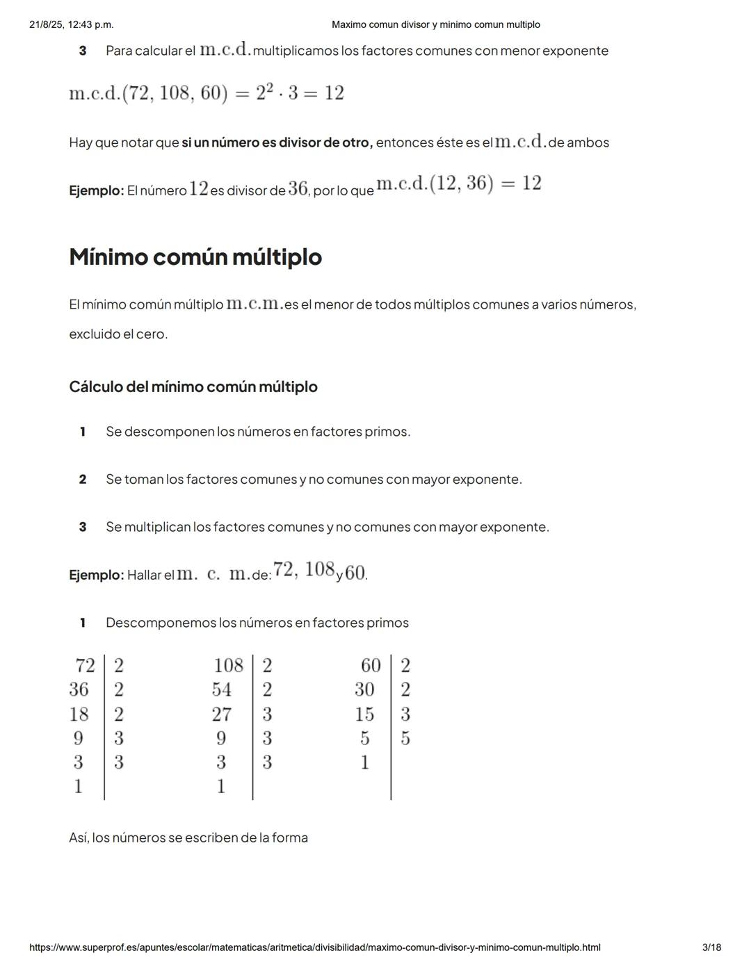 21/8/25, 12:43 p.m.
Maximo comun divisor y minimo comun multiplo
Aprende Matemáticas con los mejores
¡1ra clase gratis! >
Capítulos
Máx