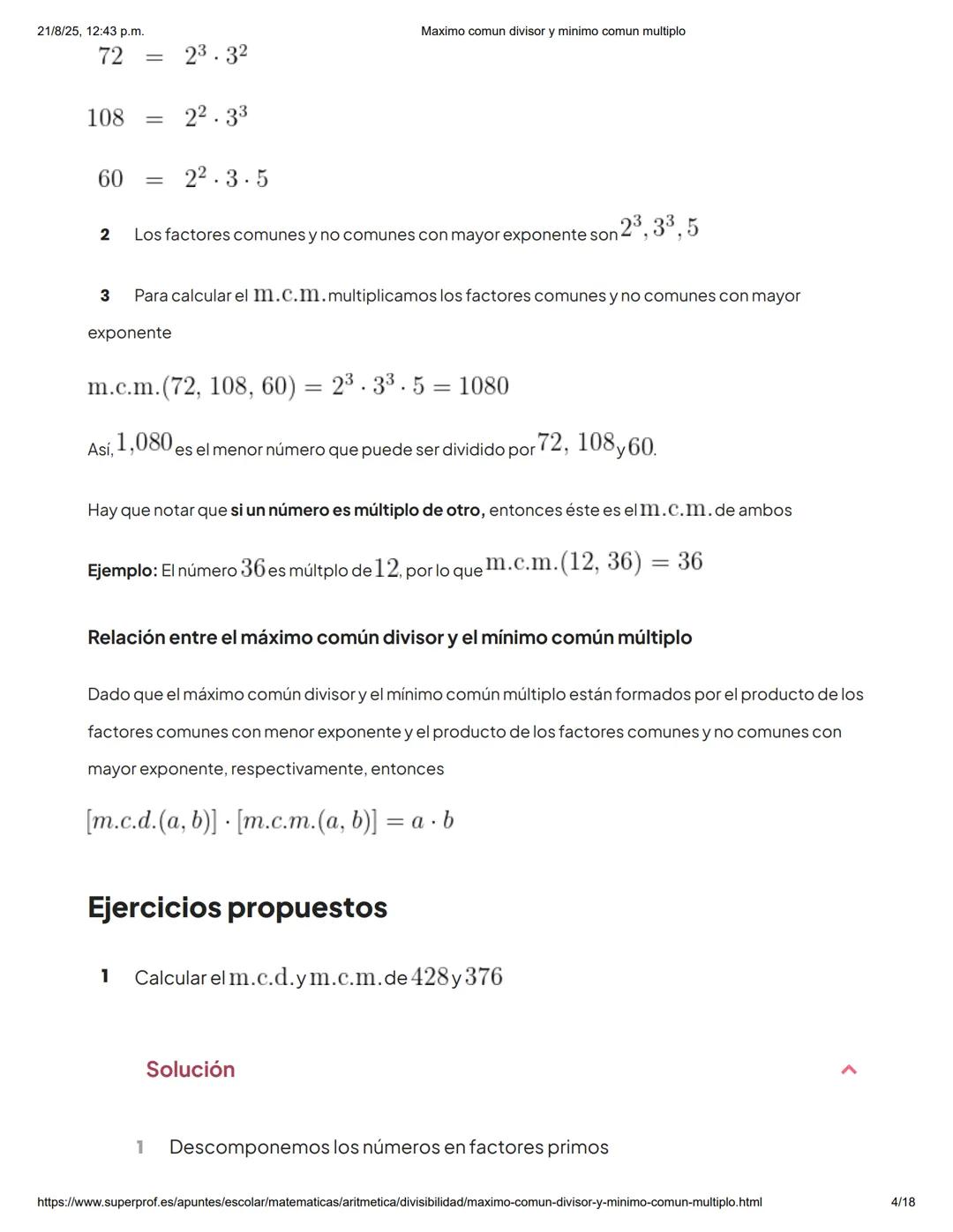 21/8/25, 12:43 p.m.
Maximo comun divisor y minimo comun multiplo
Aprende Matemáticas con los mejores
¡1ra clase gratis! >
Capítulos
Máx
