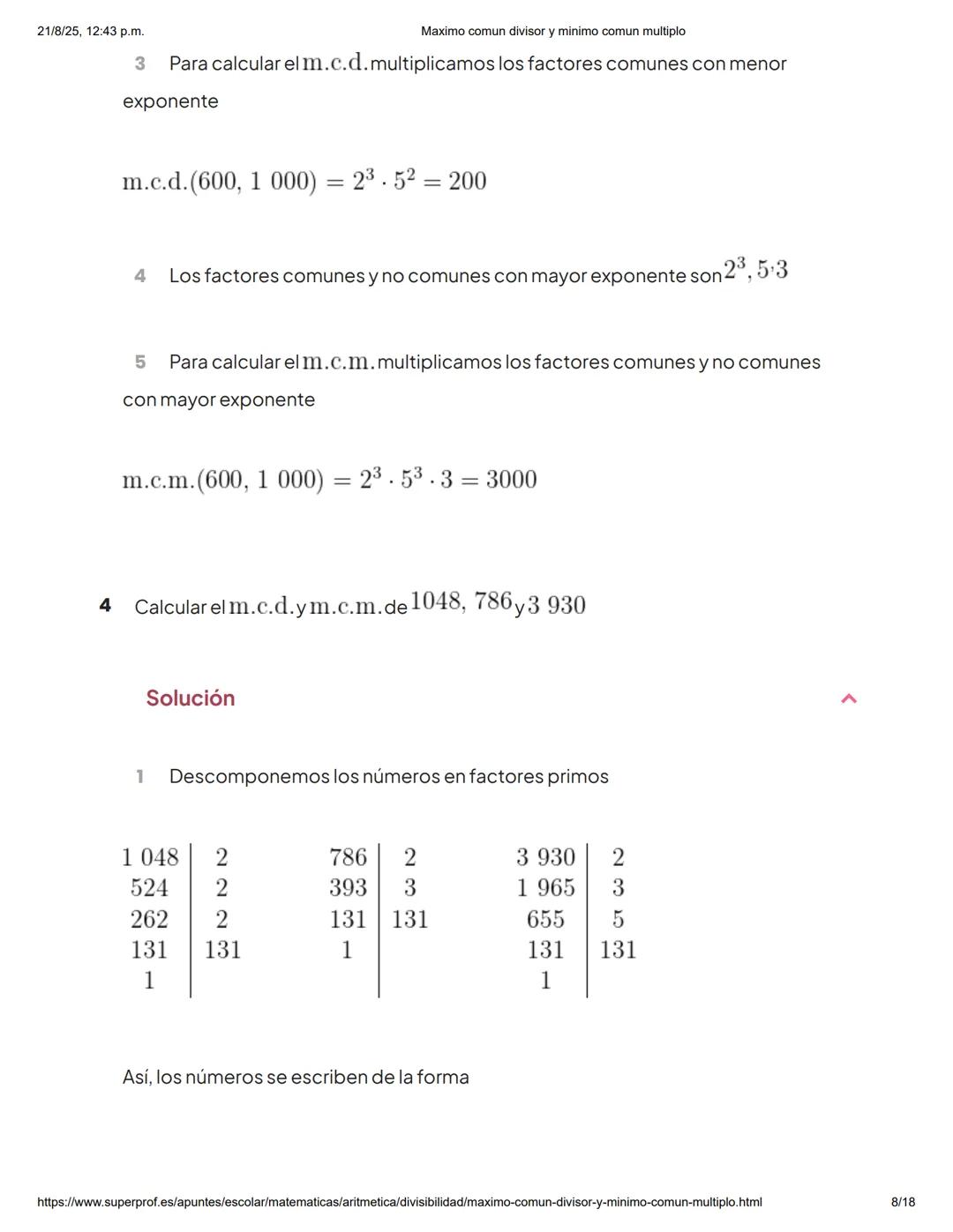 21/8/25, 12:43 p.m.
Maximo comun divisor y minimo comun multiplo
Aprende Matemáticas con los mejores
¡1ra clase gratis! >
Capítulos
Máx