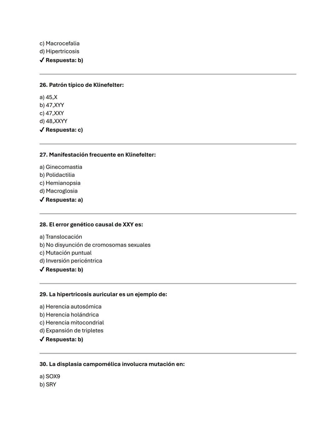 BLOQUE 1-GENÉTICA DEL DESARROLLO Y REGULACIÓN GÉNICA (10 preguntas)
1. ¿Qué estudia la genética del desarrollo?
a) Mutaciones somáticas
b)