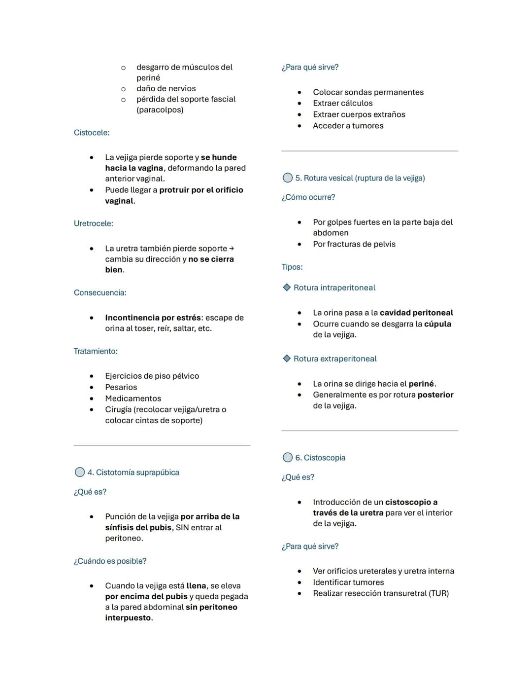 ÓRGANOS URINARIOS Y RECTO
1. Lesión yatrógena del uréter (daño en cirugía)
¿Qué pasa?
Durante cirugías abdominales, retroperitoneales,
pé
