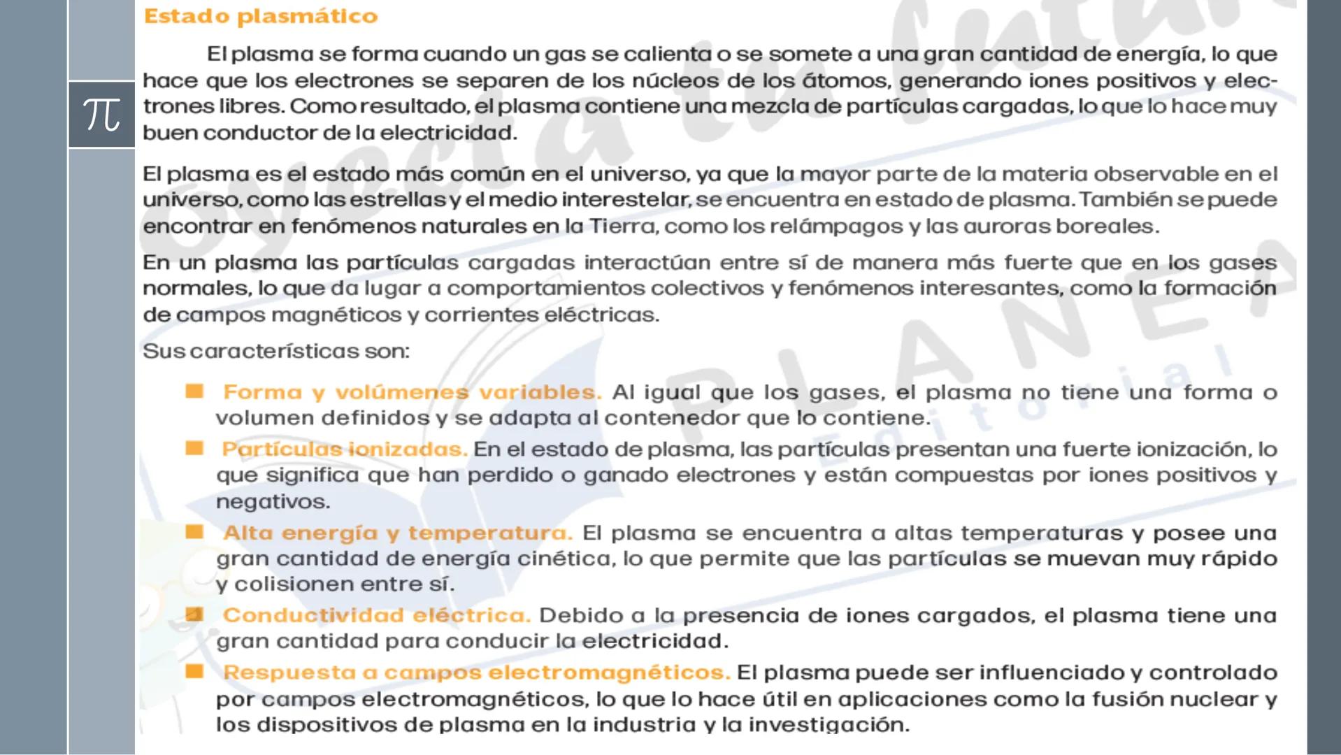 π
# Estados de agregación de la materia
El estado físico de la materia es una característica fundamental que define cómo están orga-
nizad
