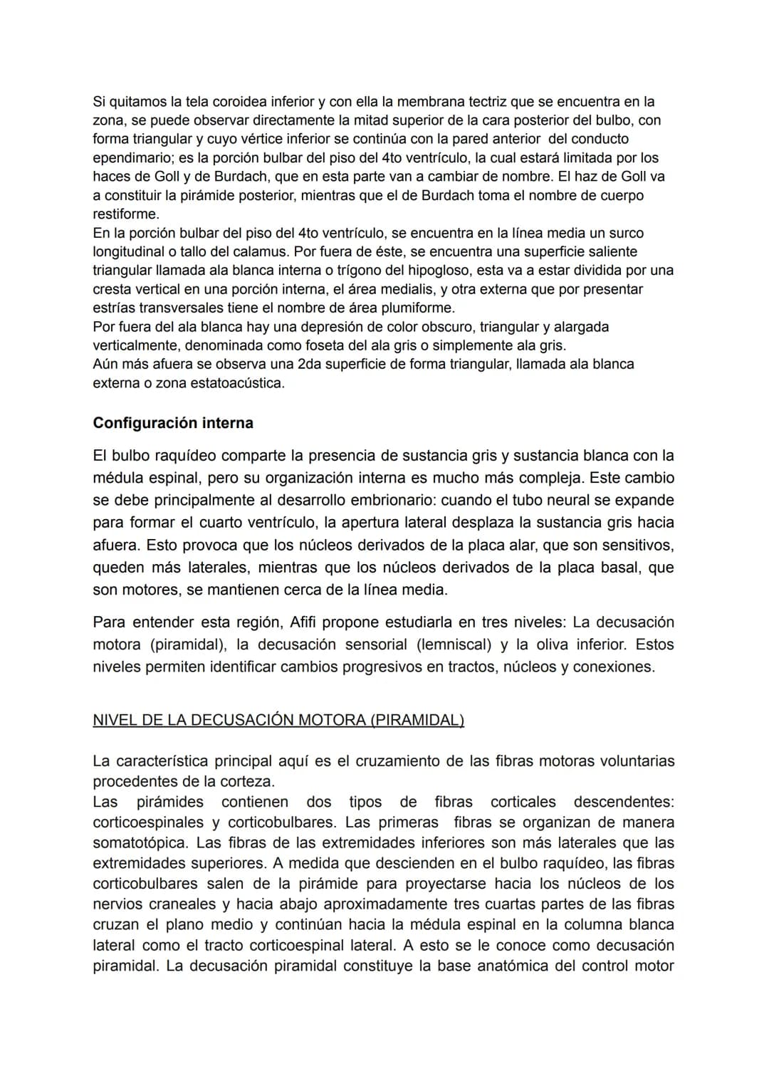# BULBO RAQUÍDEO
También conocido como bulbo o médula oblonga, es la continuación hacia arriba de la
médula espinal, se encuentra en la par