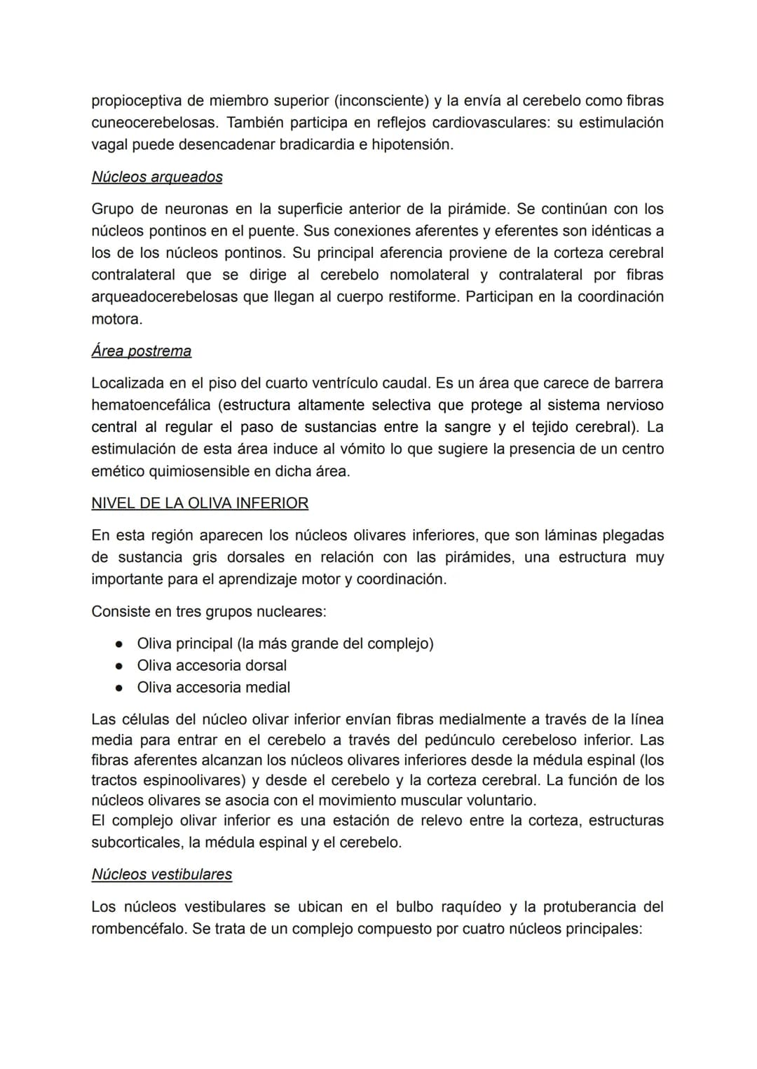 # BULBO RAQUÍDEO
También conocido como bulbo o médula oblonga, es la continuación hacia arriba de la
médula espinal, se encuentra en la par