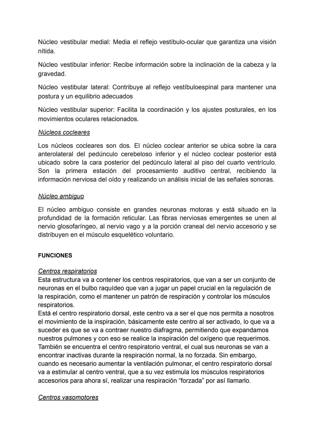 # BULBO RAQUÍDEO
También conocido como bulbo o médula oblonga, es la continuación hacia arriba de la
médula espinal, se encuentra en la par