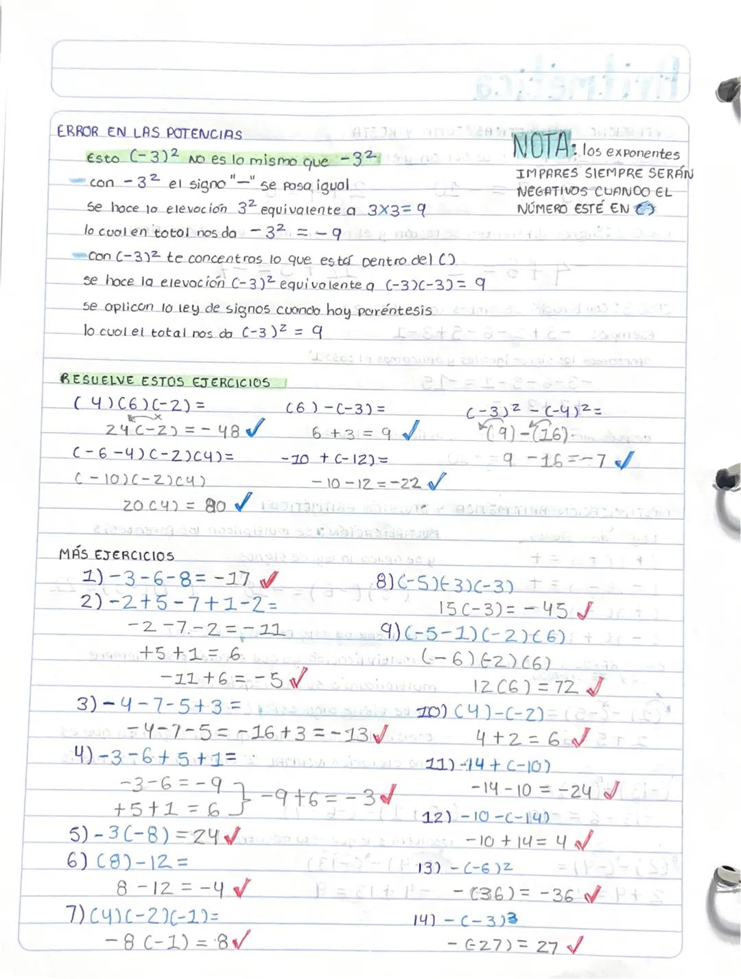 # Aritmética
OPERACIONES ARITMETICAS SUMA Y RESTA
CASO 1: Signos iguales se suman y el signo se recorre
-3-7=-10
2+4=6
CASO 2: Signos d