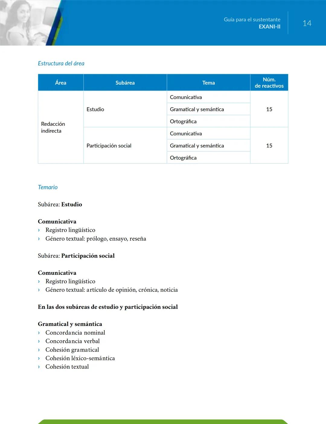Guía
para el sustentante
EXANI-II Directorio del Ceneval
Antonio Ávila Diaz
Director General
Lilian Fátima Vidal González
Directora de los