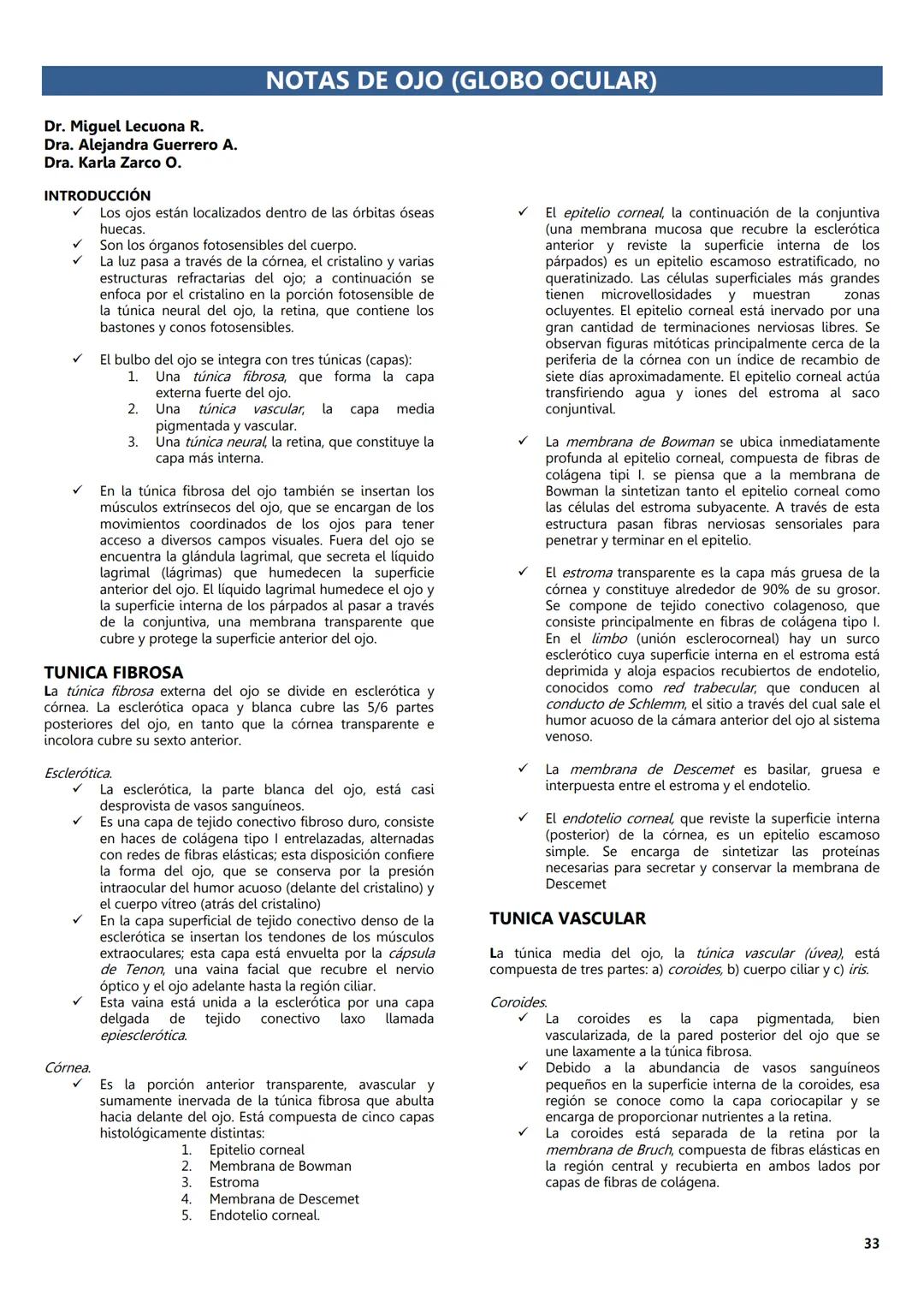 FACULTAD DE MEDICINA
Notas de
Histología
DEPARTAMENTO
RIOLOGIA
EDITORES
Dr. Miguel A. Lecuona Rodríguez
Dra. Alejandra Guerrero Álvarez