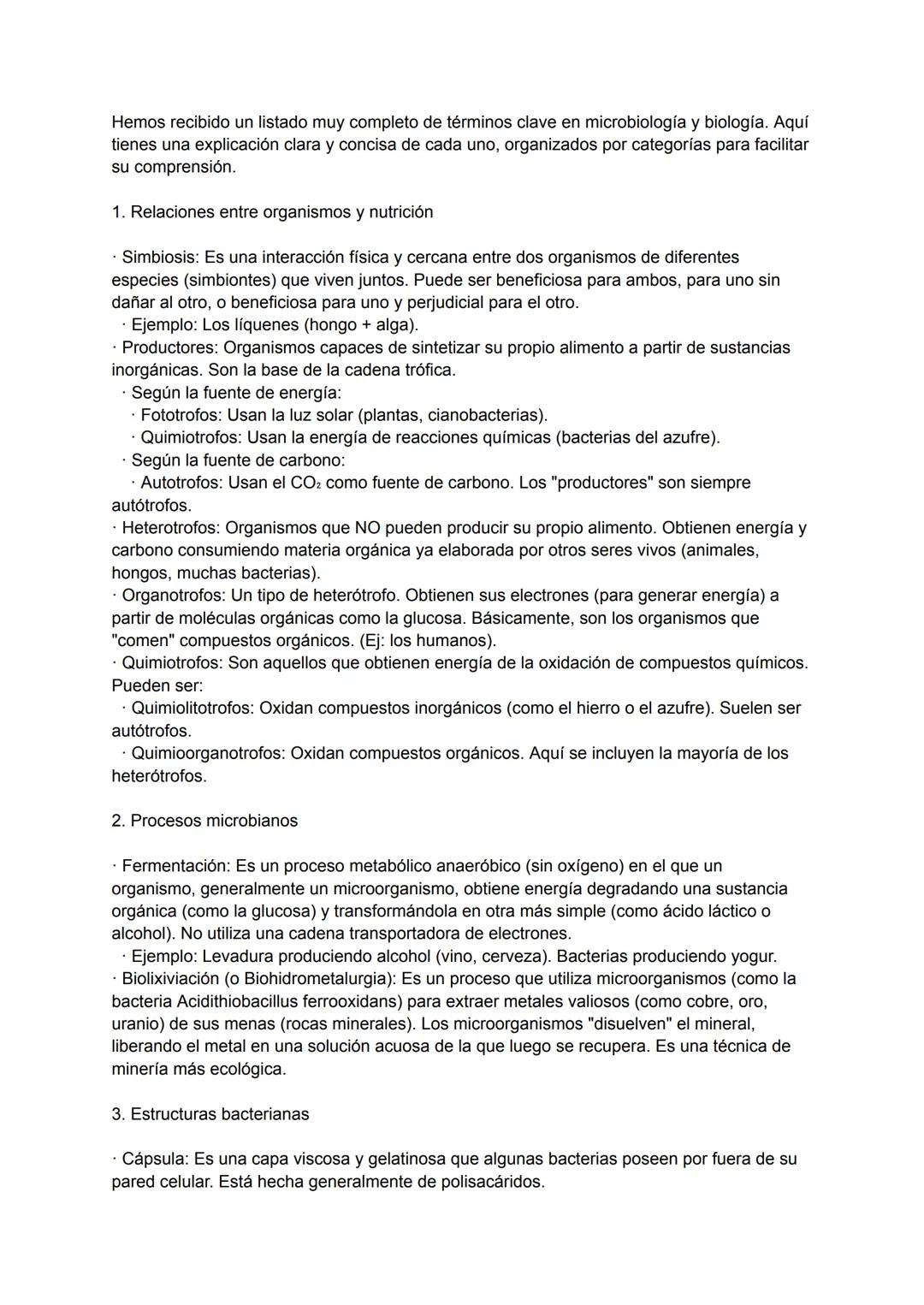 Hemos recibido un listado muy completo de términos clave en microbiología y biología. Aquí
tienes una explicación clara y concisa de cada un
