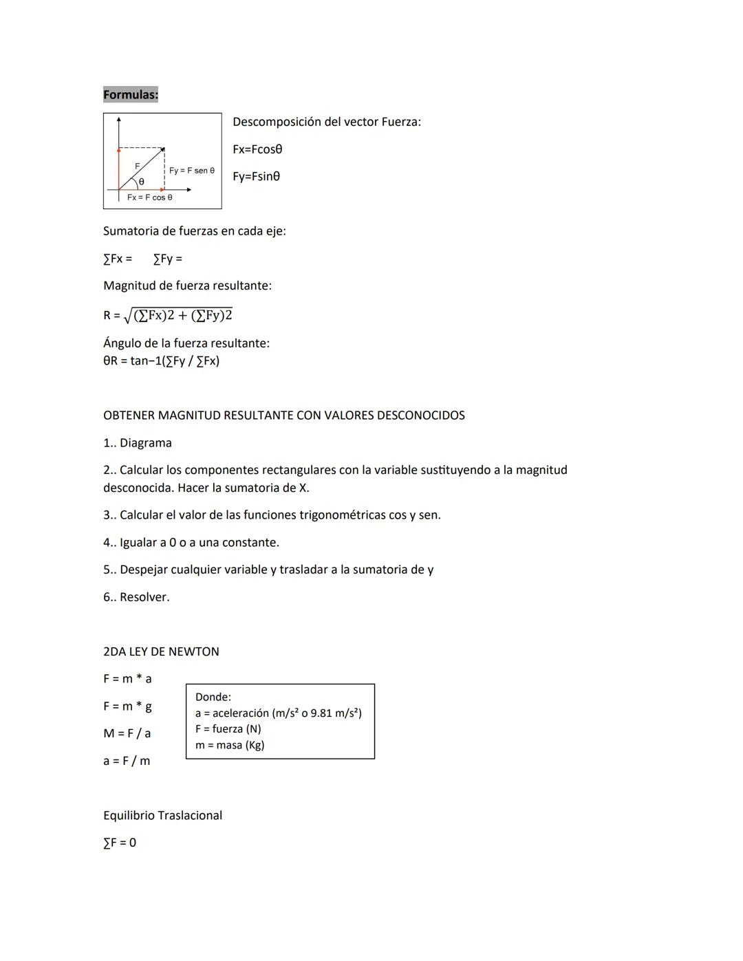 # TEMARIOS PARA EXAMEN DE FÍSICA PRIMER PARCIAL
CONCEPTOS
Física: Es una ciencia fundamental que estudia y describe el comportamiento de l