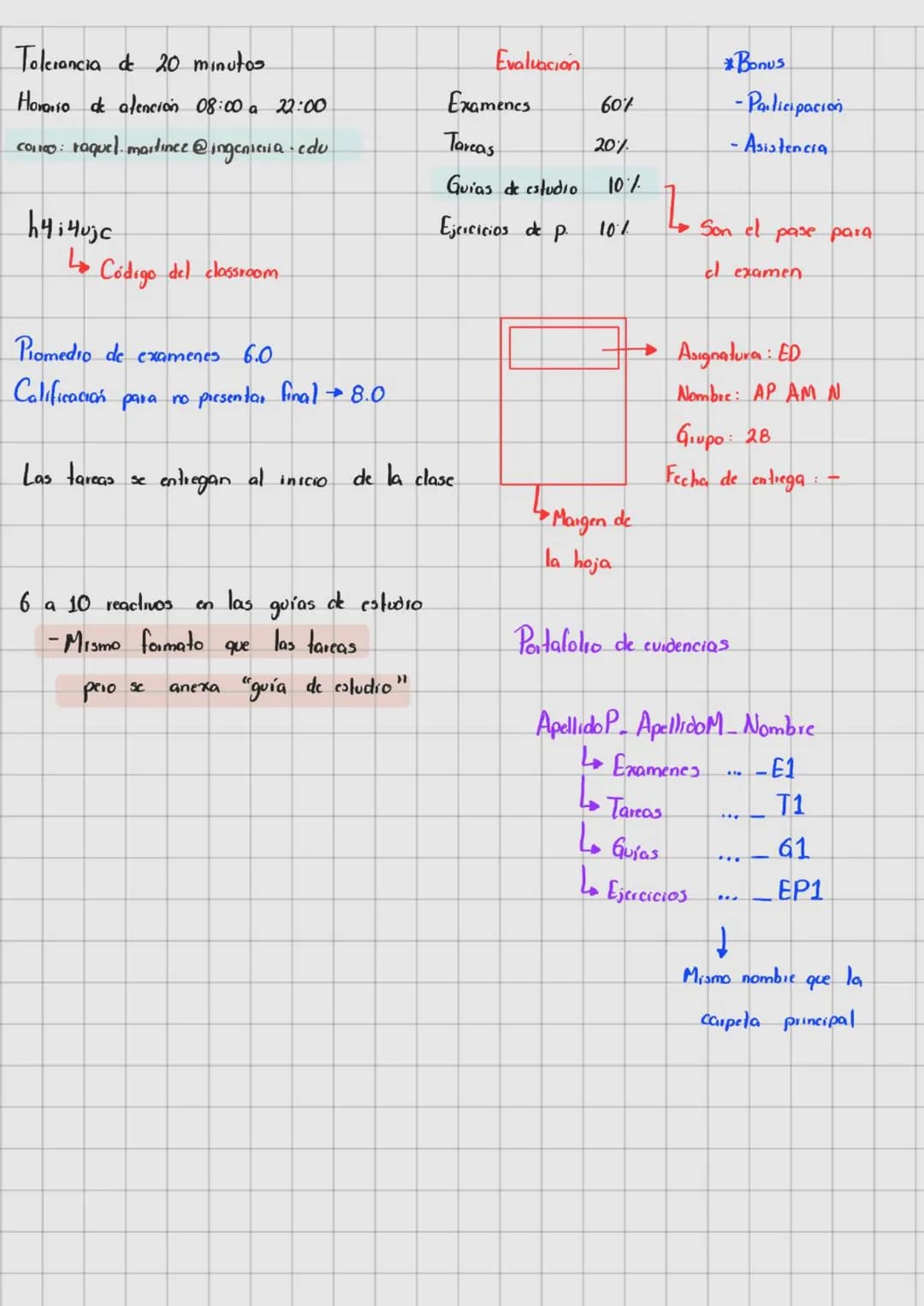 Tolerancia de 20 minutos.
Horario de atención 08:00 a 22:00
conco: raquel.martince@ingenieria.edu
h4i4ujc
-> Código del classroom
Piomedio d