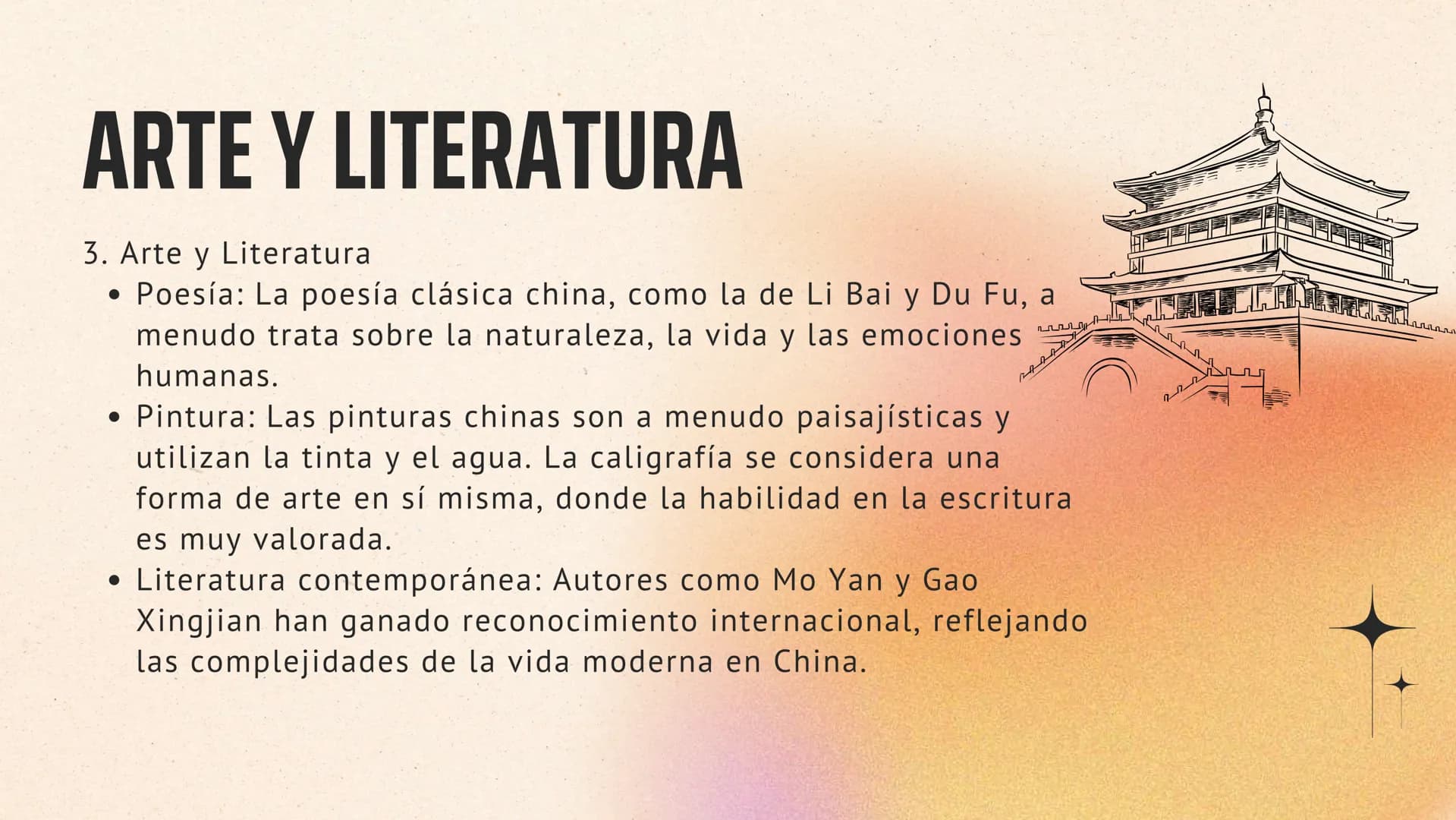 # FILOSOFIA Y
# RELIGION
1. Filosofía y Religión
* Confucianismo: Fundado por Confucio, se centra en la moralidad, la ética y la importanci