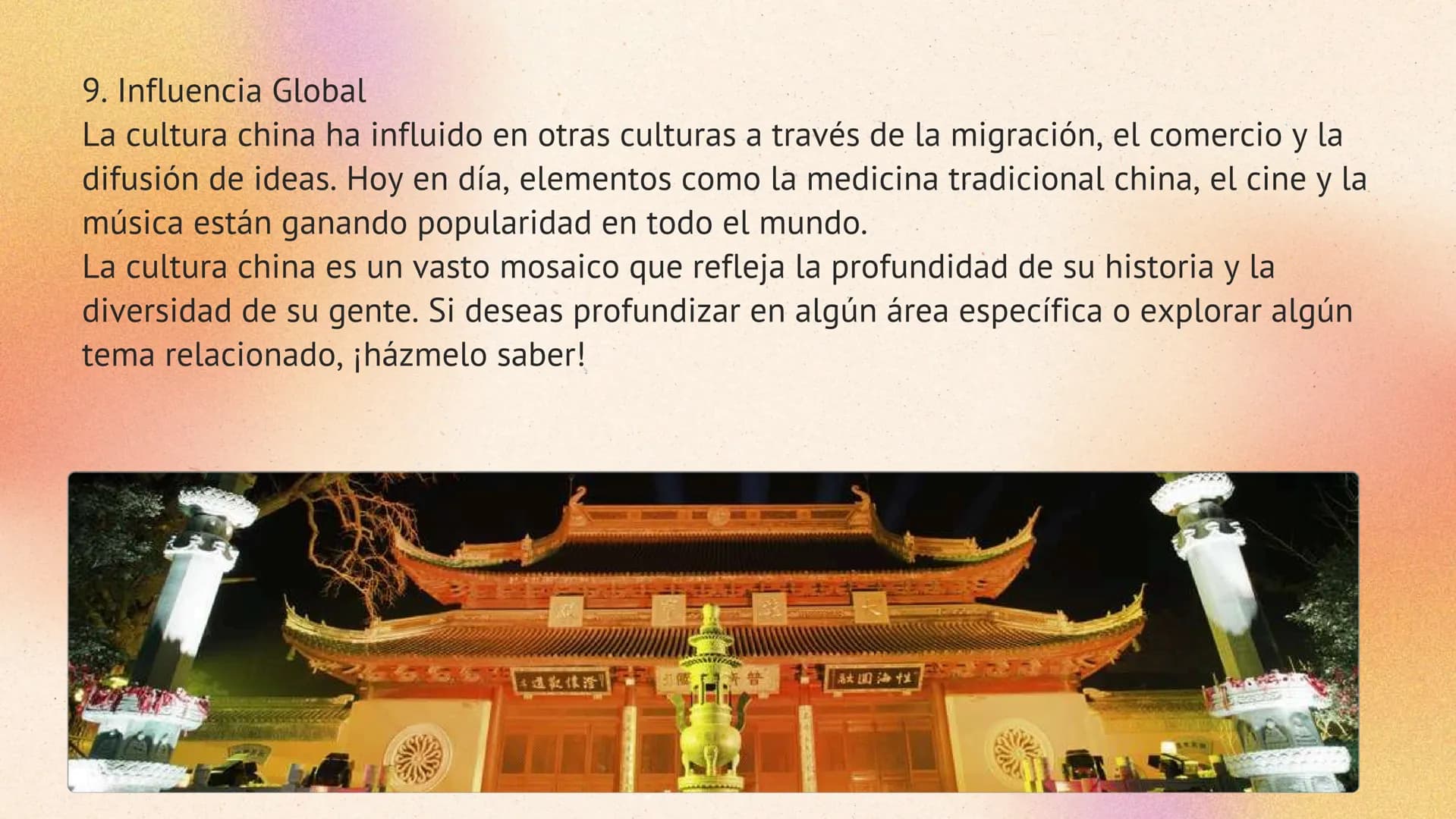 # FILOSOFIA Y
# RELIGION
1. Filosofía y Religión
* Confucianismo: Fundado por Confucio, se centra en la moralidad, la ética y la importanci