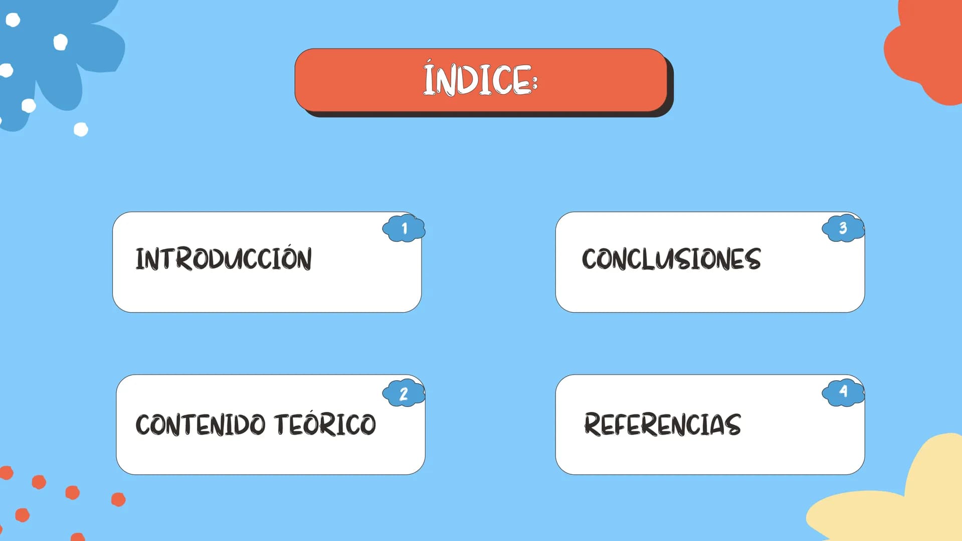 ÍNDICE:
INTRODUCCIÓN
1
CONCLUSIONES
3
CONTENIDO TEÓRICO
2
REFERENCIAS
4 ## INTRODUCCIÓN:
La Dra. María Montessori (1870-1952) se inició en e