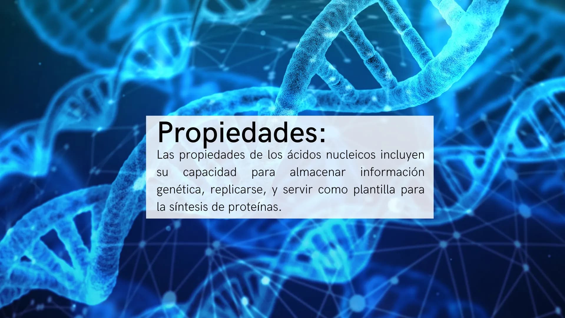 # ¿Qué son?:
Los ácidos nucleicos son biomoléculas que
almacenan y transmiten información genética
en forma de secuencias de nucleótidos. Es