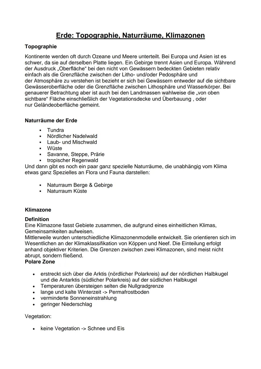 # Topographie
Erde: Topographie, Naturräume, Klimazonen
Kontinente werden oft durch Ozeane und Meere unterteilt. Bei Europa und Asien ist e