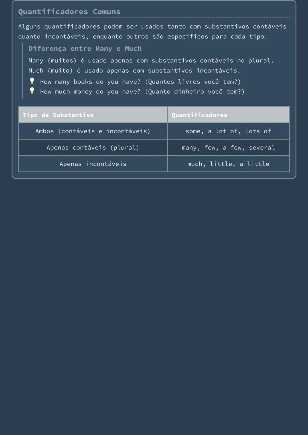# Substantivos Contáveis e Incontáveis
Introdução aos Substantivos Contáveis e Incontáveis
Na língua inglesa, os substantivos são classifi