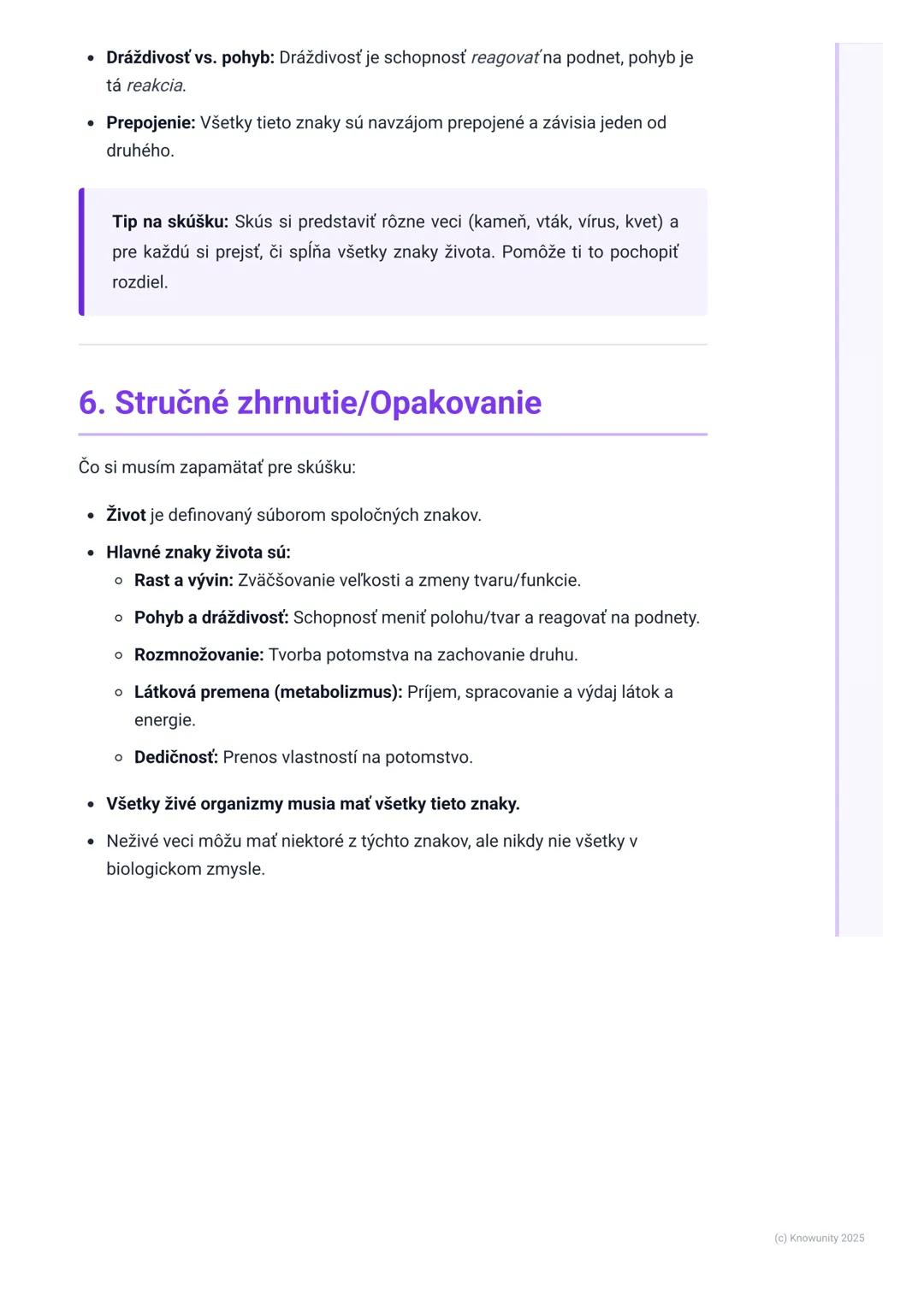 # Základné znaky života
1. Úvod do základných znakov života
Dnes si píšem poznámky o tom, čo robí niečo živým. V biológii je dôležité vedi