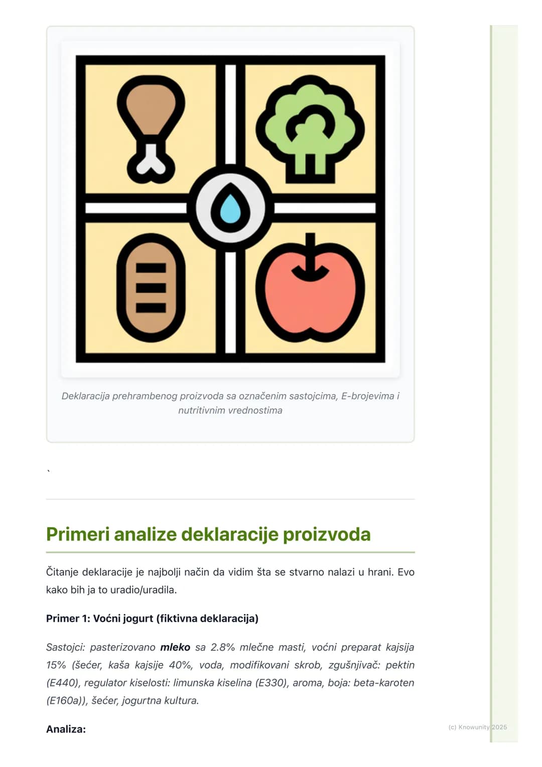# Hemija i hrana
## Uvod u hemiju hrane
Hrana koju jedemo je u suštini skup različitih hemijskih jedinjenja. Hemija nam
pomaže da razumemo