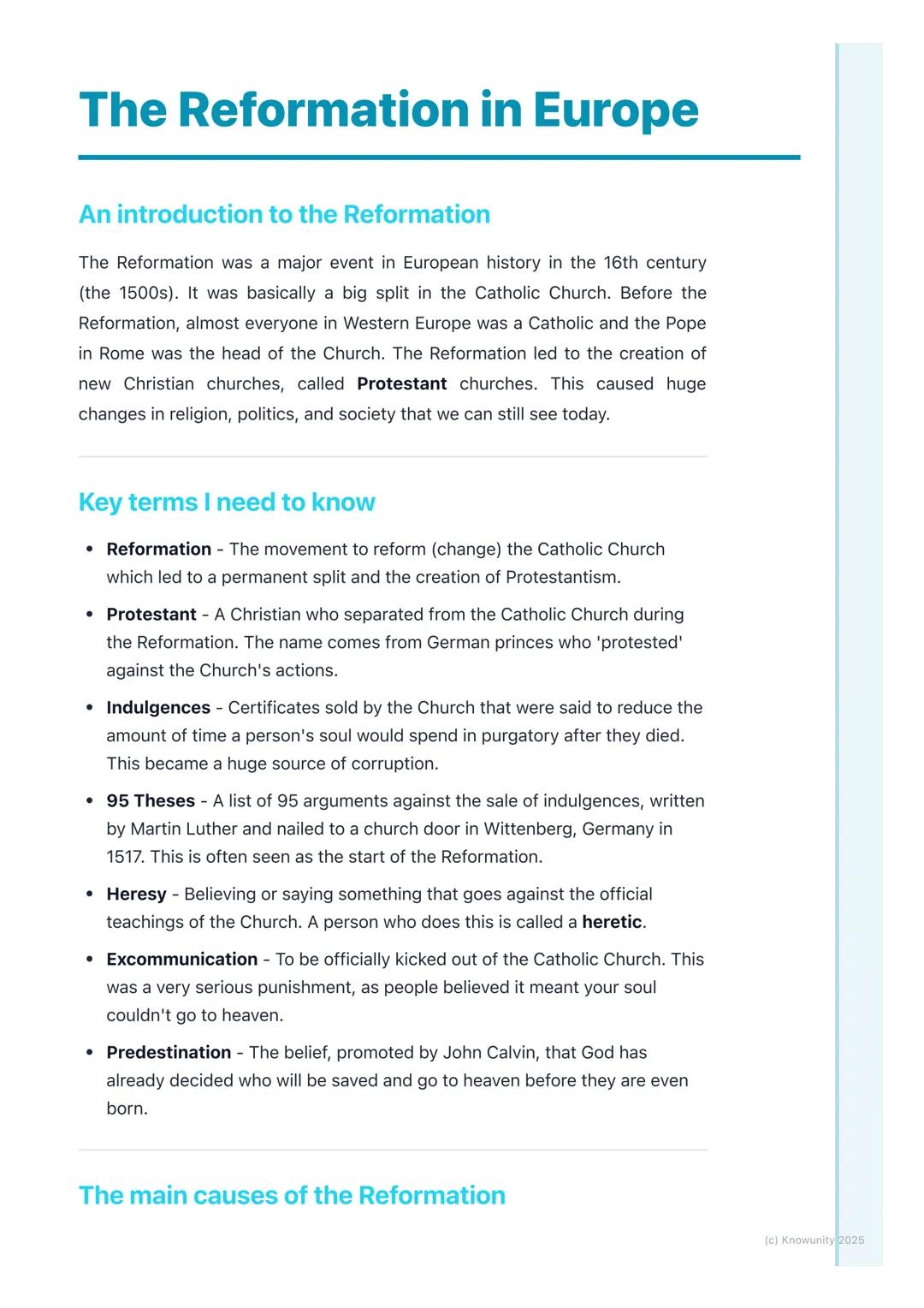 # The Reformation in Europe
An introduction to the Reformation
The Reformation was a major event in European history in the 16th century
(