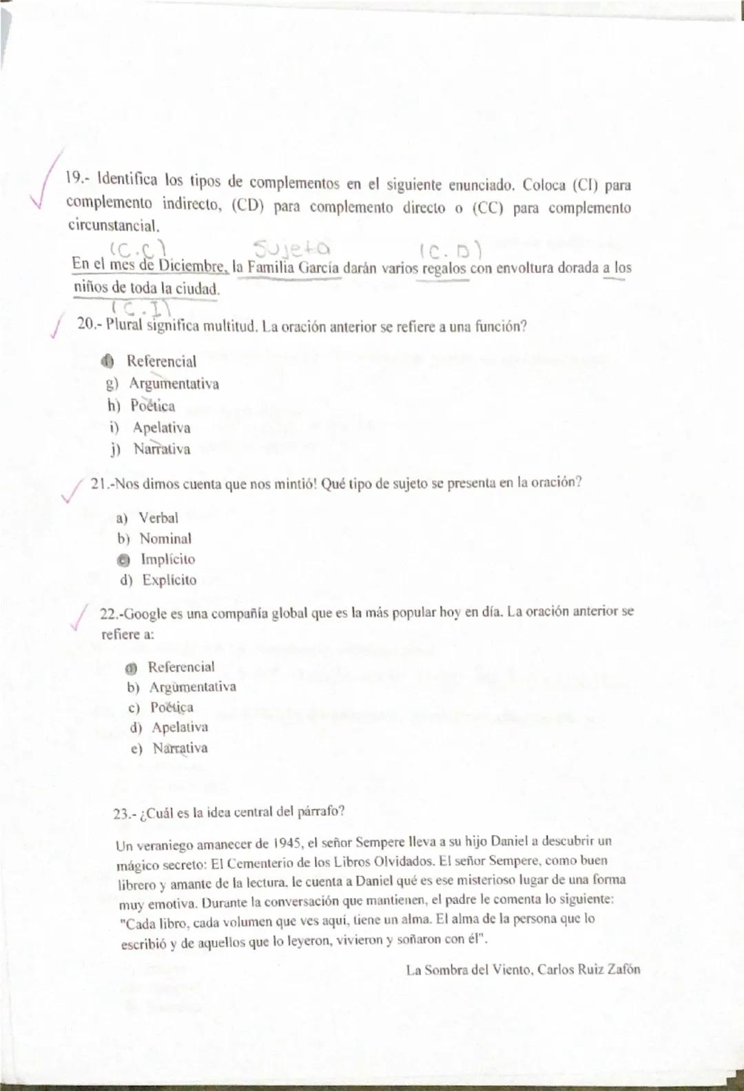 29/41"
EXAMEN ESPAÑOL Y HABILIDAD VERBAL
LEE CON ATENCION LAS SIGUIENTES PREGUNTAS Y RESPONDE
CORRECTAMENTE.
NOMBRE: Pamela Lucia Calvo Sanc