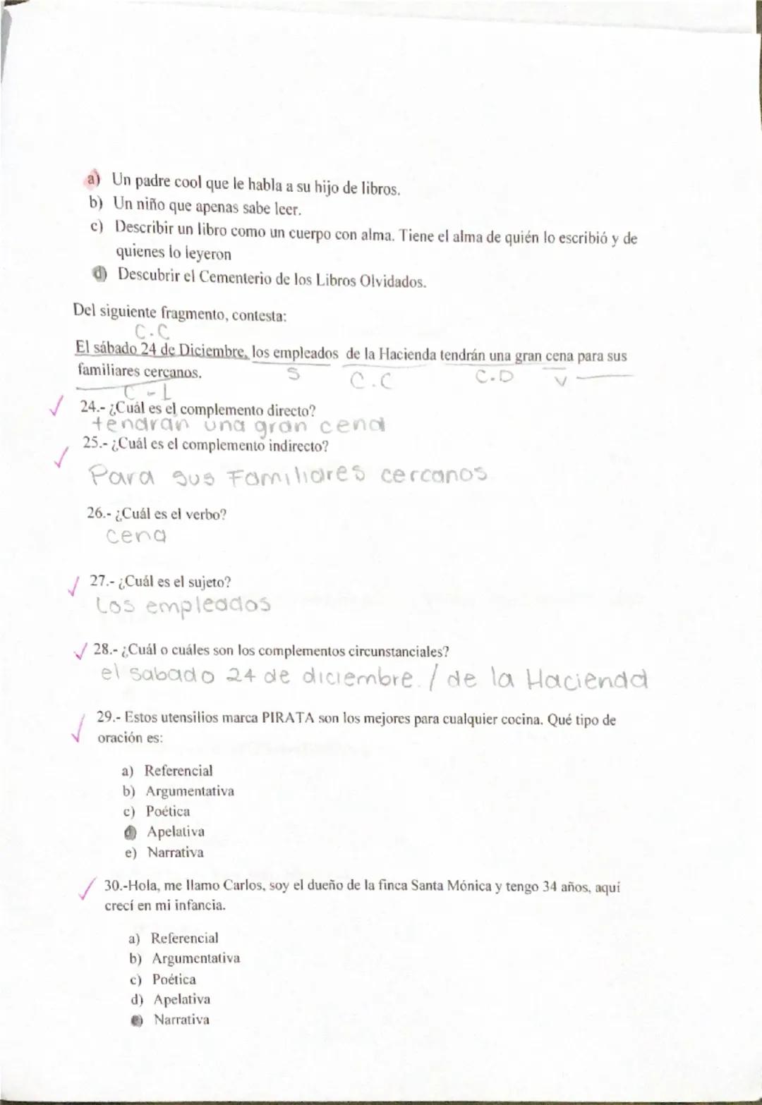 29/41"
EXAMEN ESPAÑOL Y HABILIDAD VERBAL
LEE CON ATENCION LAS SIGUIENTES PREGUNTAS Y RESPONDE
CORRECTAMENTE.
NOMBRE: Pamela Lucia Calvo Sanc