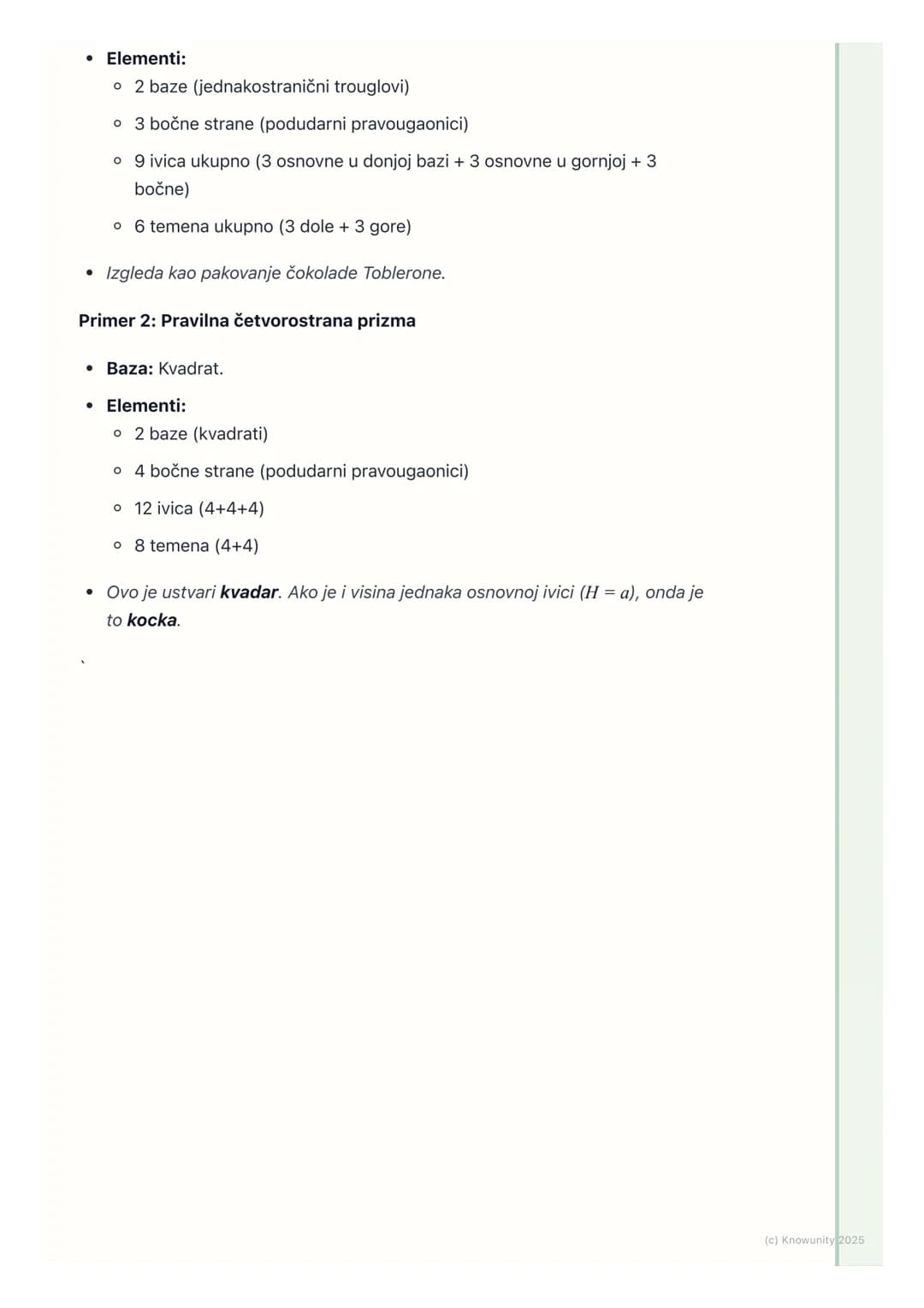 # Prizma
Šta je prizma?
Prizma je geometrijsko telo ograničeno sa dva podudarna i paralelna
mnogougla (koje zovemo baze ili osnove) i para