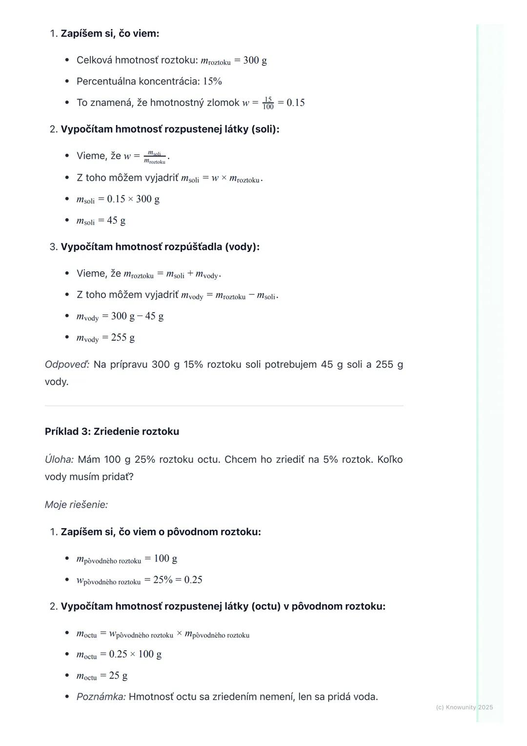 # Koncentrácia roztokov
(základy)
1. Prehľad / Úvod
Dnes si zopakujeme, čo je to koncentrácia roztokov. Je to dôležitá téma, lebo
nám pomá
