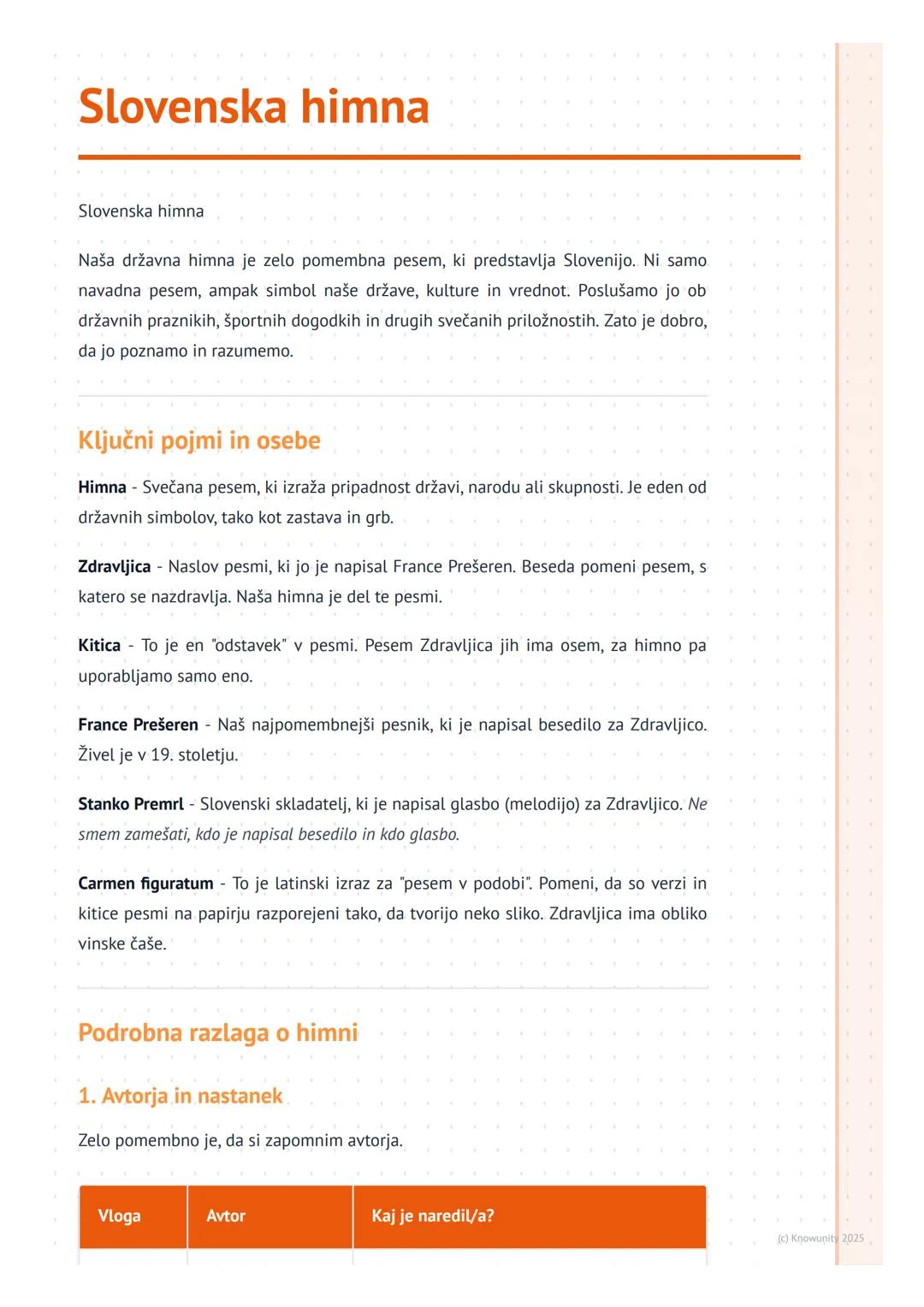 # Slovenska himna
Slovenska himna
Naša državna himna je zelo pomembna pesem, ki predstavlja Slovenijo. Ni samo
navadna pesem, ampak simbol