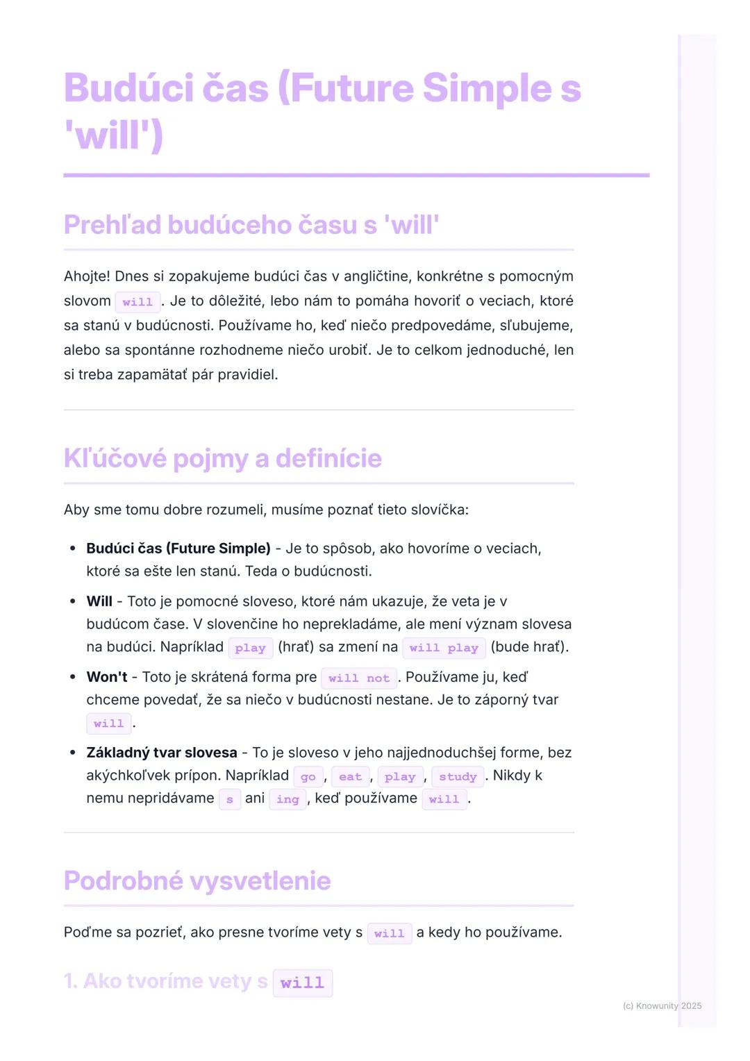 # Budúci čas (Future Simple s
'will')
Prehl'ad budúceho času s 'will'
Ahojte! Dnes si zopakujeme budúci čas v angličtine, konkrétne s pomo