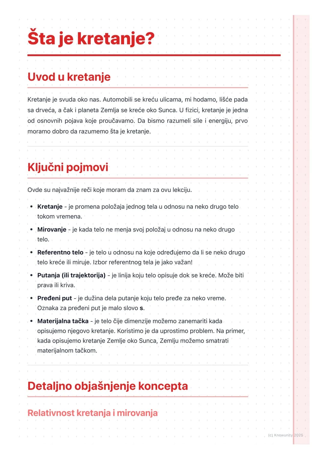 # Šta je kretanje?
Uvod u kretanje
Kretanje je svuda oko nas. Automobili se kreću ulicama, mi hodamo, lišće pada
sa drveća, a čak i planet