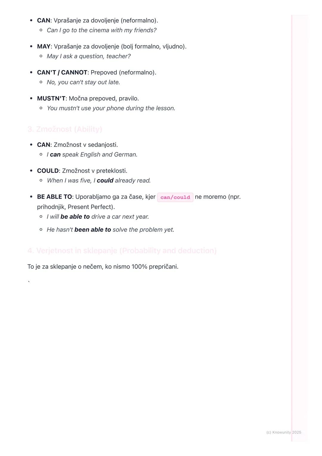# Modalni glagoli (Modal Verbs)
Uvod v modalne glagole
Modalni glagoli so posebna vrsta pomožnih glagolov. Uporabljamo jih, da
izrazimo nu