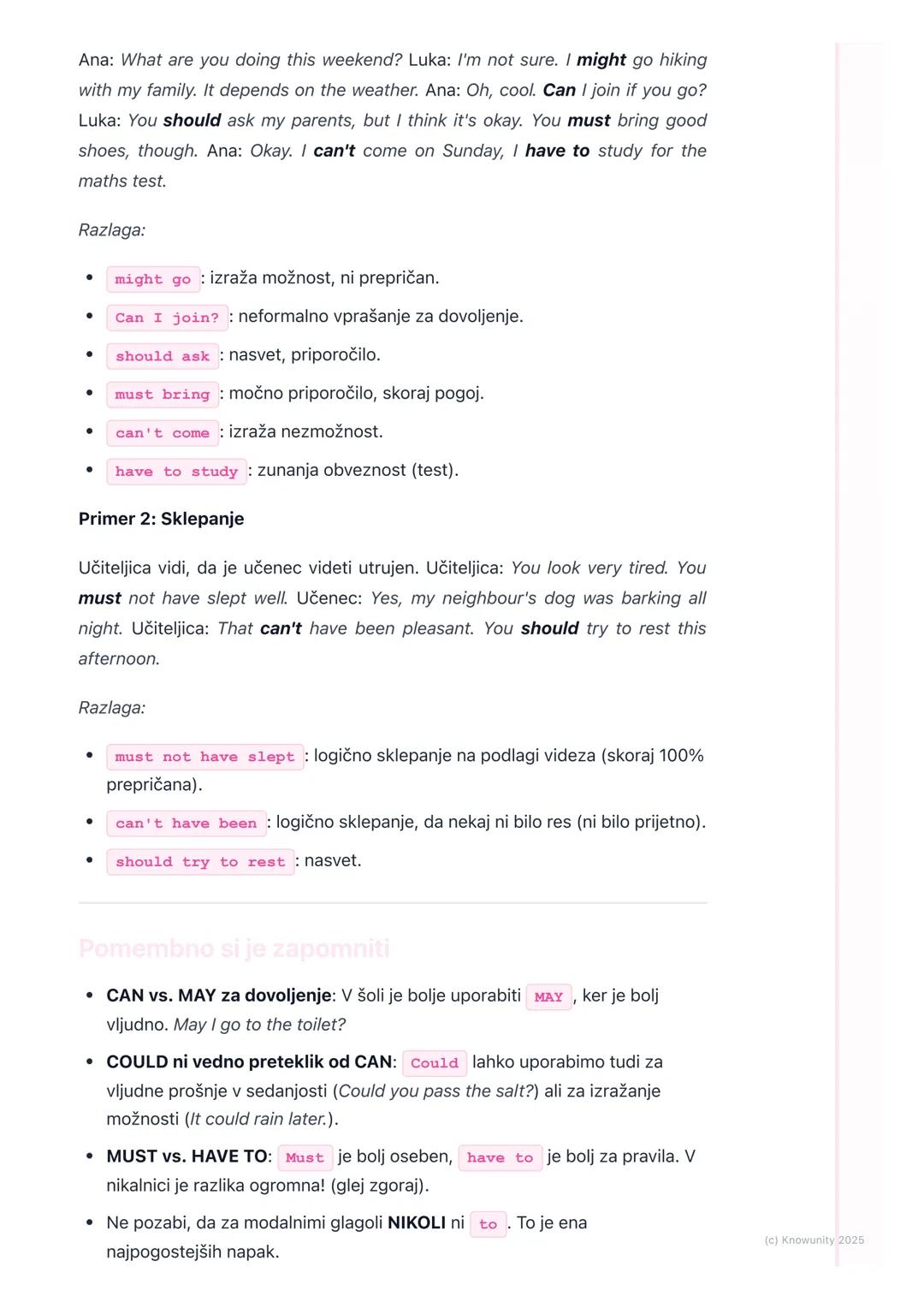 # Modalni glagoli (Modal Verbs)
Uvod v modalne glagole
Modalni glagoli so posebna vrsta pomožnih glagolov. Uporabljamo jih, da
izrazimo nu