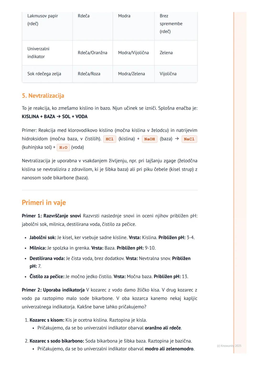 # Kisline, baze in pH
Uvod v kisline in baze
V naravi in vsakdanjem življenju srečujemo veliko različnih snovi. Nekatere so kisle
(npr. li