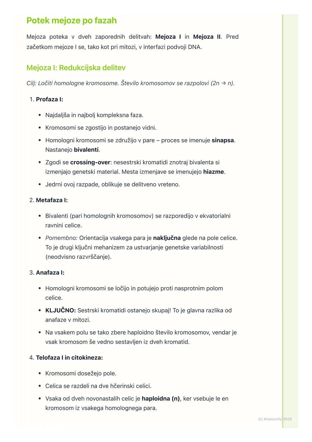 # Mejoza in nastanek spolnih
celic
Uvod v mejozo
Mejoza je poseben tip celične delitve, ki je ključen za spolno razmnoževanje.
Pri tem pro