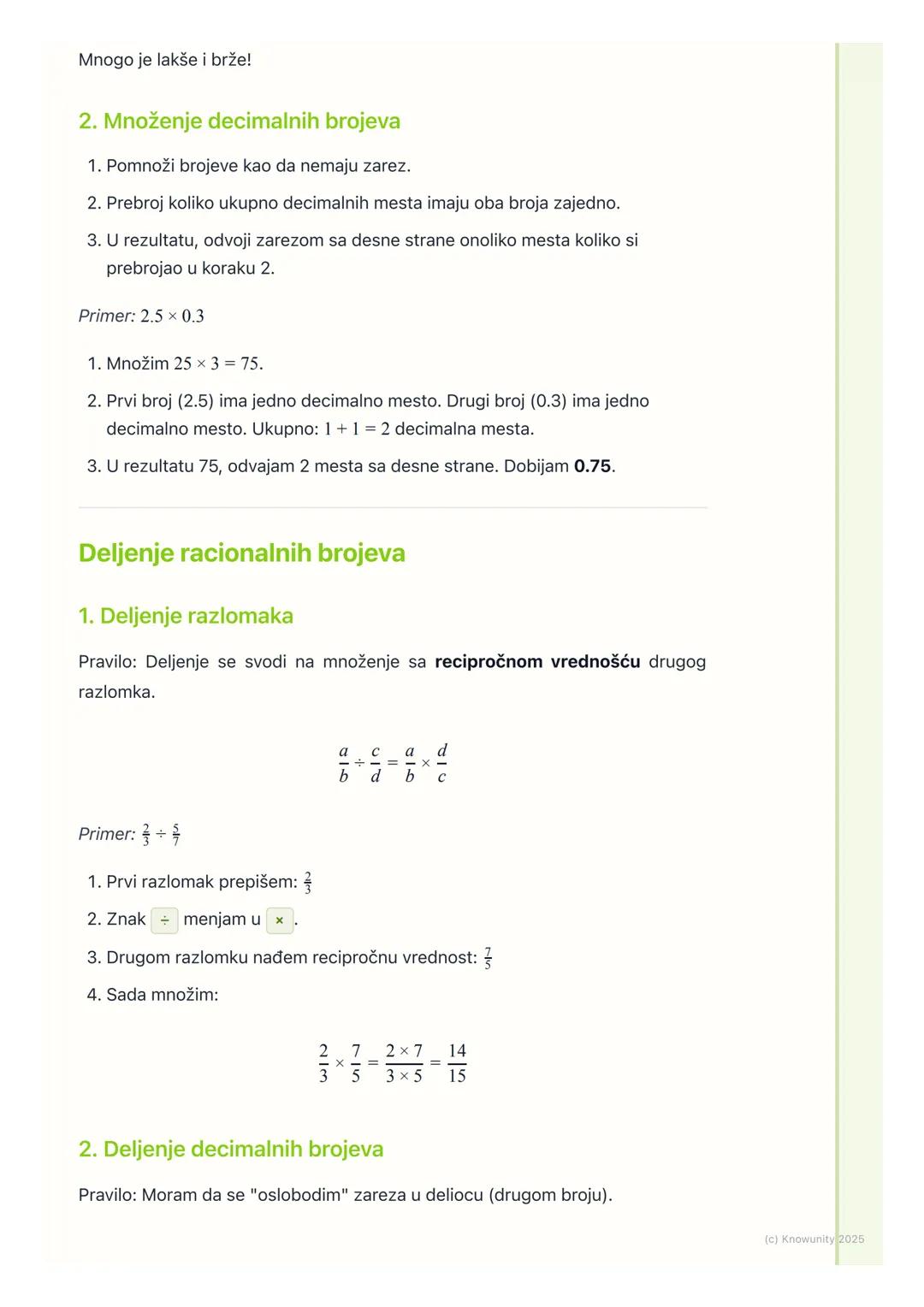 # Operacije sa racionalnim
brojevima
Uvod u operacije sa racionalnim brojevima
Racionalni brojevi su svi brojevi koji se mogu napisati kao