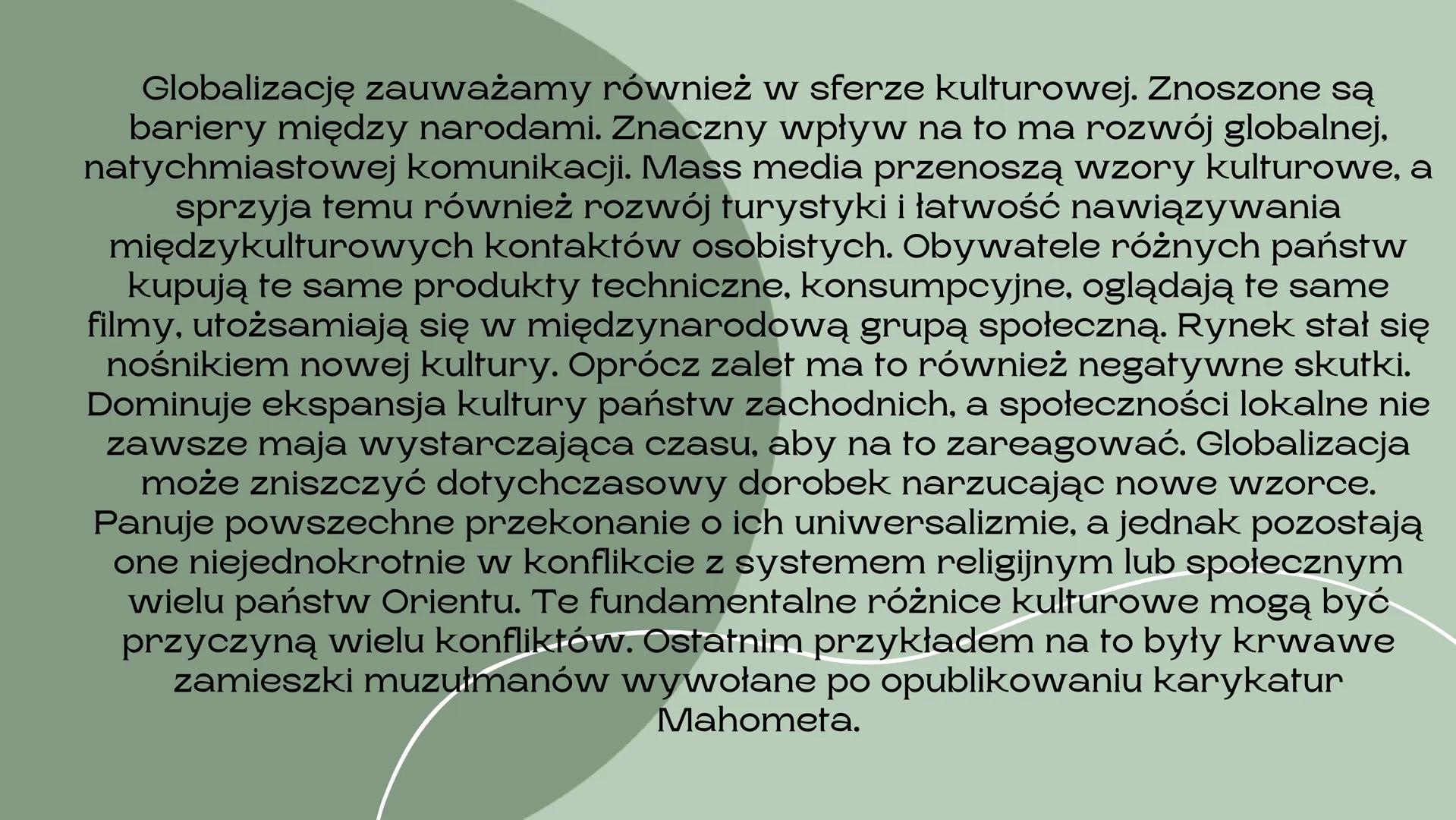 # Globalizacja
nieszczęście czy nadzieja dla świata
Barcikowska Urszula Globalizacja jest bardzo szerokim i złożonym procesem,
mającym wpł