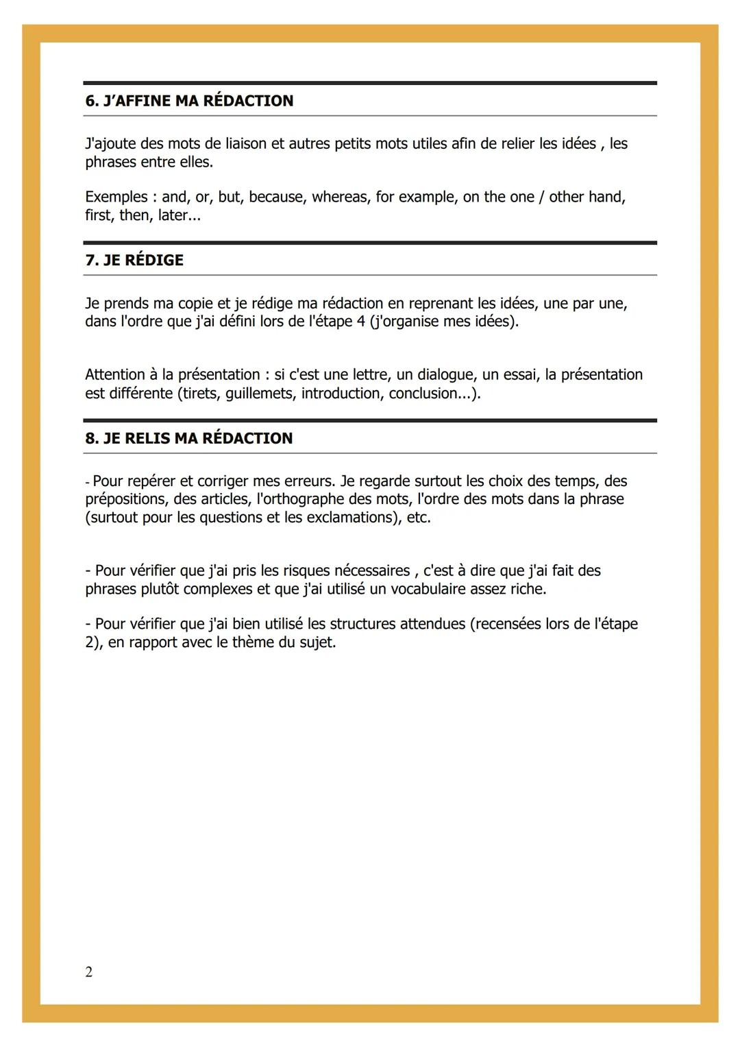 # EXPRESSION ÉCRITE
1. J'ANALYSE LE SUJET
Il faut se poser les questions: Que me demande-t-on? De qui, de quoi dois-je parler
? Dois-je do