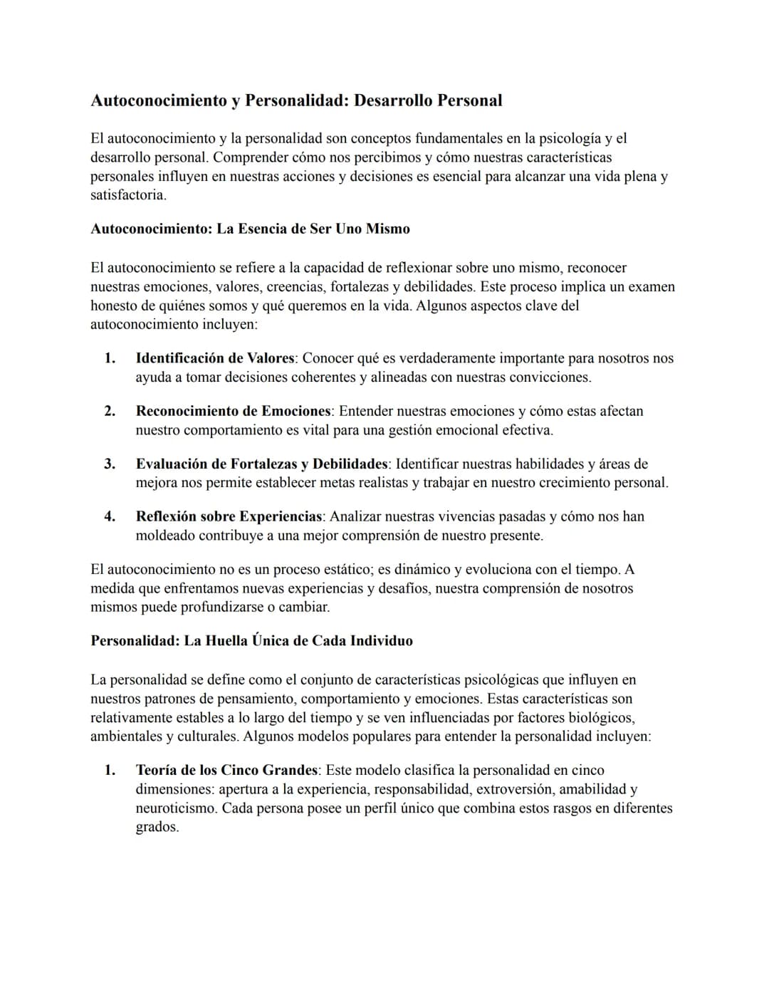## Autoconocimiento y Personalidad: Desarrollo Personal
El autoconocimiento y la personalidad son conceptos fundamentales en la psicología y