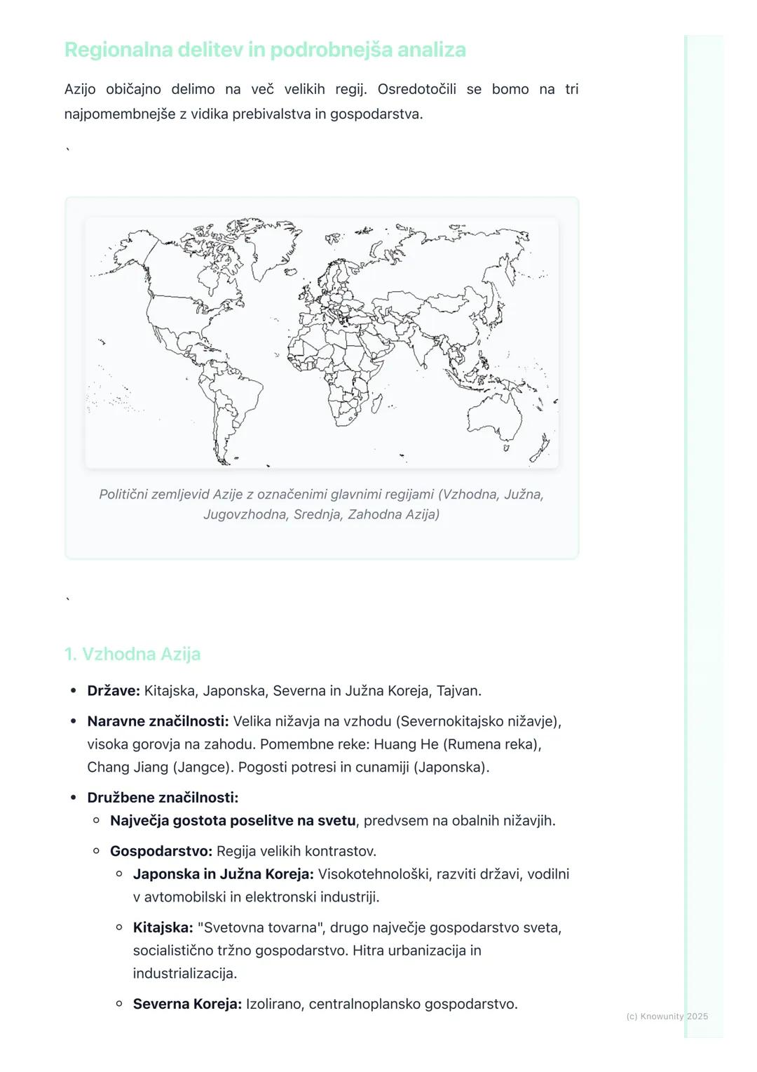 # Azija
Azija - splošne značilnosti
Azija je največja in najbolj naseljena celina. Je celina velikih nasprotij - tako v
naravnem kot v dru
