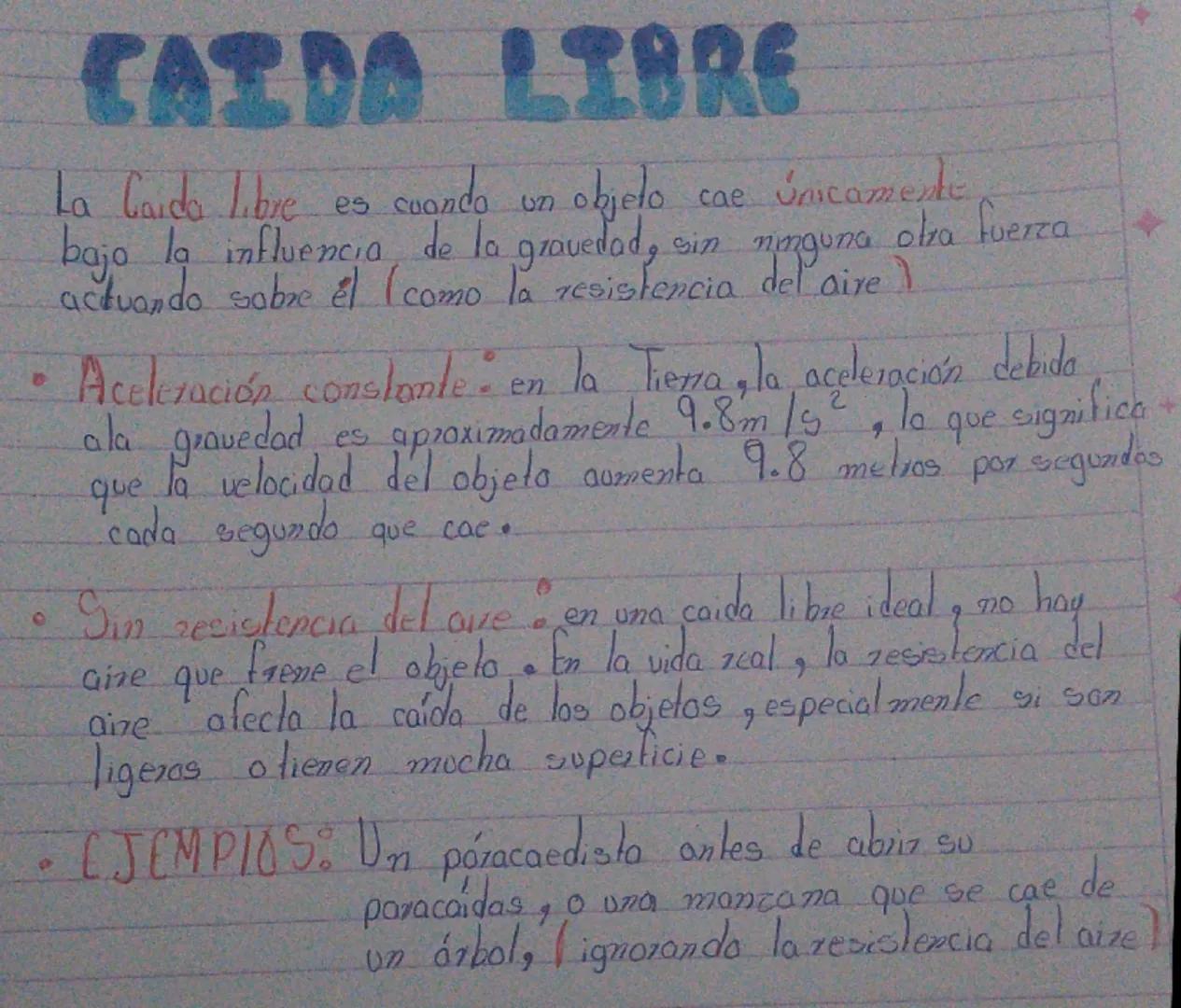 ## CAIDA LIBRE
La Caida Libre es cuando un objeto cae únicamente
bajo la influencia de la gravedad sin ninguna otra fuerza
actuando sobre