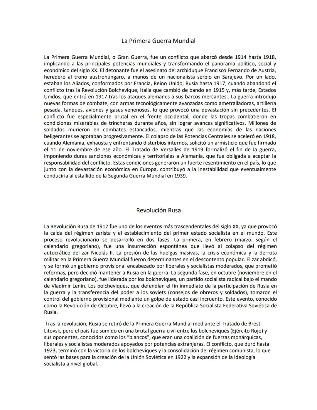 ## La Primera Guerra Mundial
La Primera Guerra Mundial, o Gran Guerra, fue un conflicto que abarcó desde 1914 hasta 1918, implicando a las