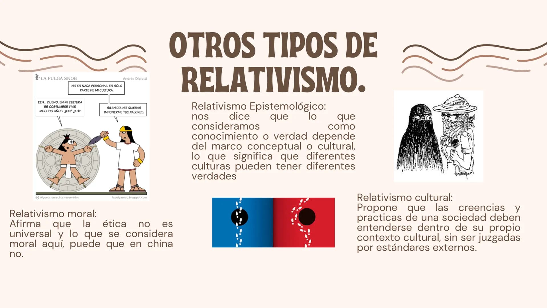 EL
RELATIVISMO
ANGEL BRAVO
MICHELLE ELIZALDE # ¿DE QUÈ NOS HABLA?
Nos dice que el conocimiento y la verdad no son absolutas sino que que so