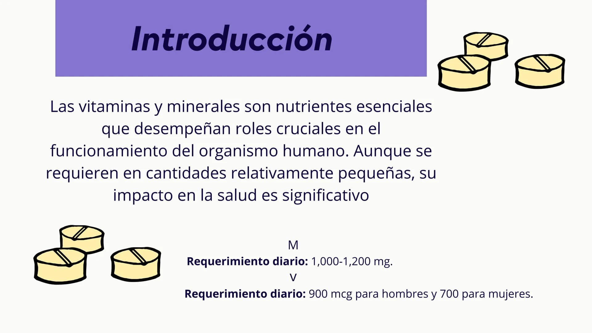 # Introducción
Las vitaminas y minerales son nutrientes esenciales
que desempeñan roles cruciales en el
funcionamiento del organismo humano.