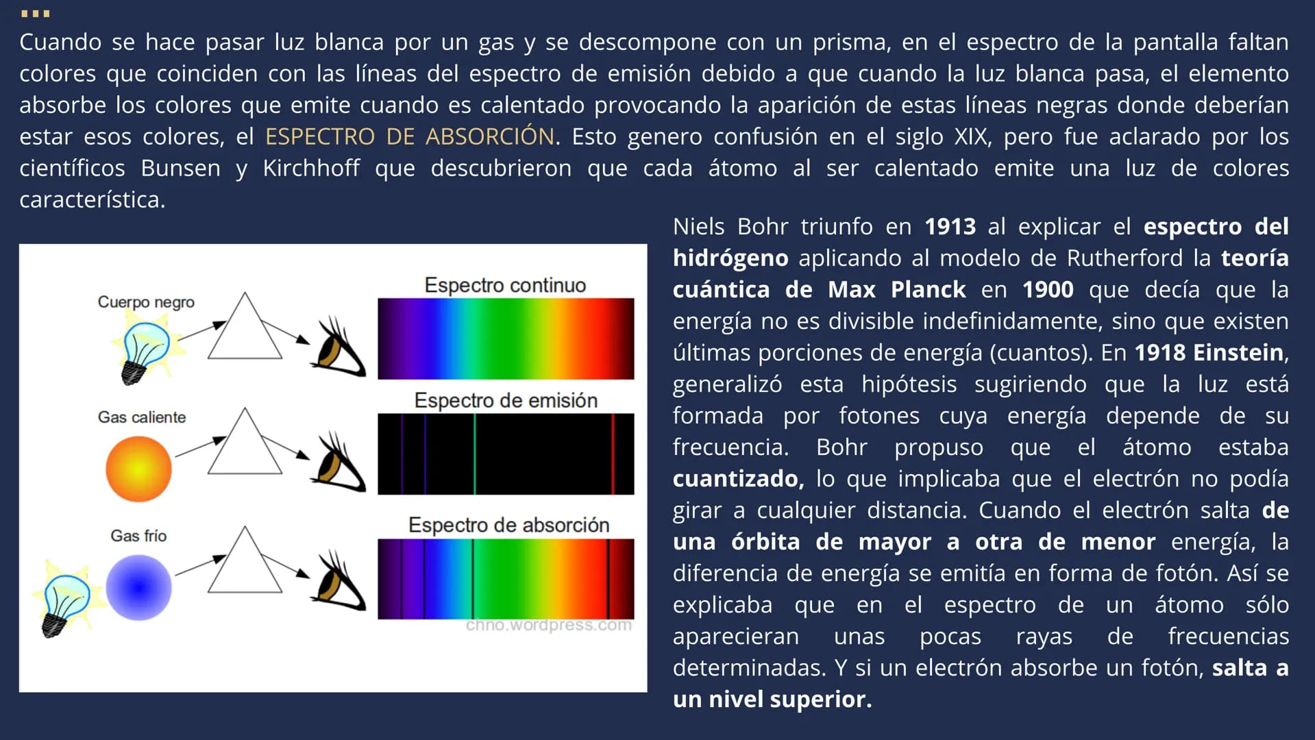 # ¿QUÉ VAMOS A VER?
1. INTRODUCCIÓN
2. DEFINICIÓN DE ESPECTRO Y ESPECTRO CONTINUO
3. ESPECTRO DE EMISIÓN
4. ESPECTRO DE ABSORBCIÓN
5. DIFERE