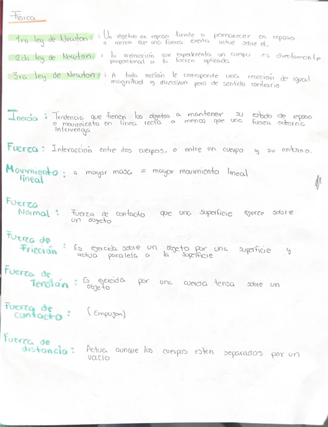 Fisica
1ra ley de Newton: Un objetivo er repas fuertiende xeito
2da ley de Newton: la aceleración que experimenta un cuerpo es directamente