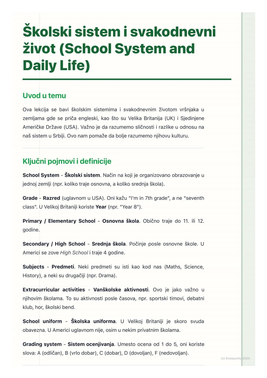 # Školski sistem i svakodnevni
život (School System and
Daily Life)
Uvod u temu
Ova lekcija se bavi školskim sistemima i svakodnevnim živo