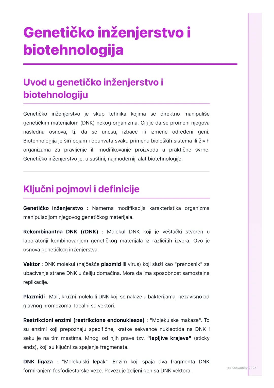 # Genetičko inženjerstvo i
biotehnologija
Uvod u genetičko inženjerstvo i
biotehnologiju
Genetičko inženjerstvo je skup tehnika kojima se